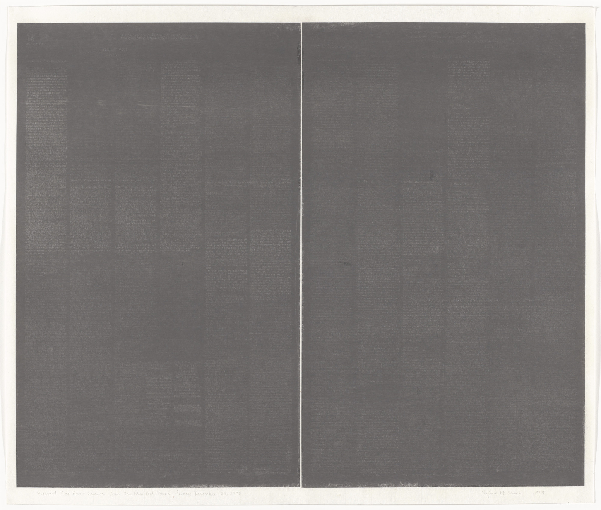 Stefana McClure. Weekend Fine Arts & Leisure from The New York Times, Friday, December 25, 1998