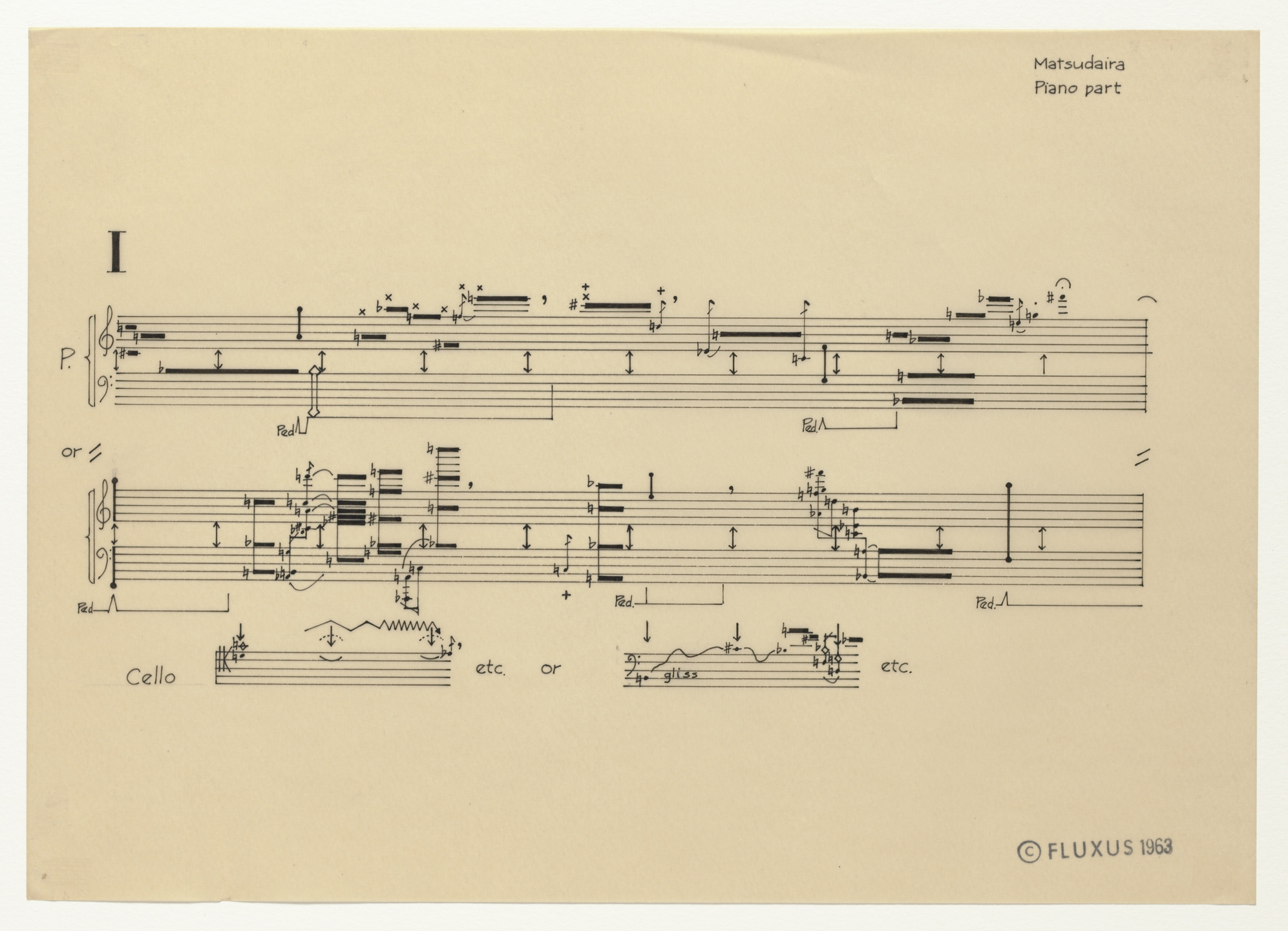 Yoriaki Matsudaira. Piano Part I from Co-Action for Cello and Piano I. 1963