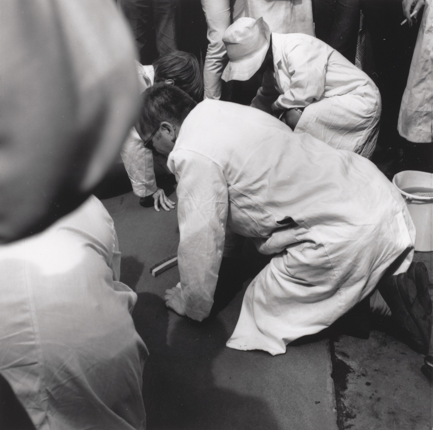 Hi Red Center, Genpei Akasegawa, Natsuyuki Nakanishi, Jiro Takamatsu. Street Cleaning Event (1964), performed during Fluxfest Presents Hi Red Center Street Cleaning Event, Grand Army Plaza, New York, June 11, 1966. 1966