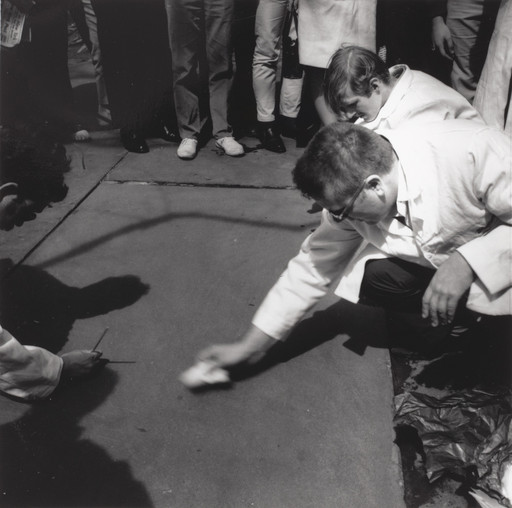 Hi Red Center with Genpei Akasegawa, Natsuyuki Nakanishi, Jiro Takamatsu. Street Cleaning Event (1964), performed during Fluxfest Presents Hi Red Center Street Cleaning Event, Grand Army Plaza, New York, June 11, 1966. 1966