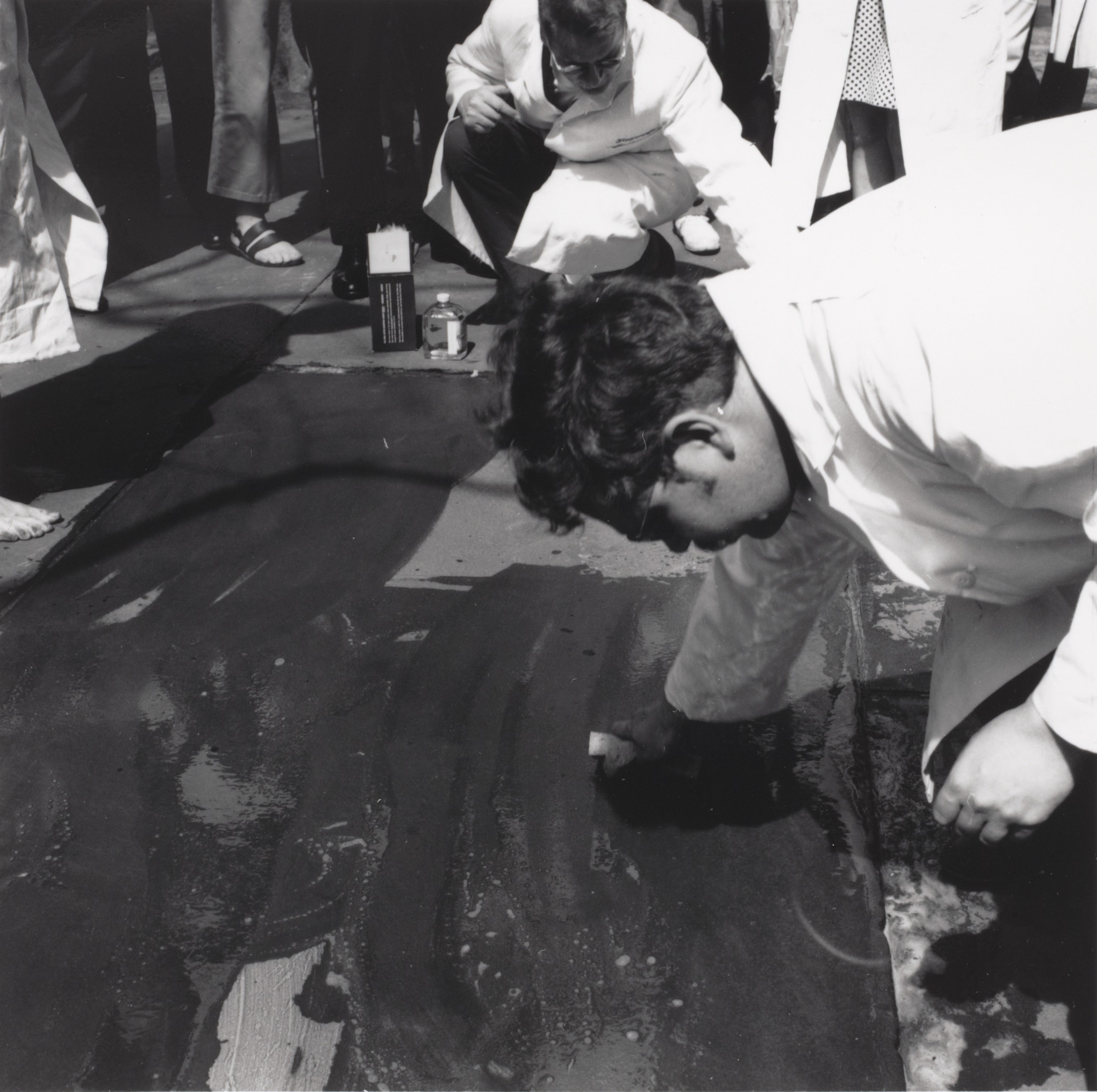 Hi Red Center, Genpei Akasegawa, Natsuyuki Nakanishi, Jiro Takamatsu. Street Cleaning Event (1964), performed during Fluxfest Presents Hi Red Center Street Cleaning Event, Grand Army Plaza, New York, June 11, 1966
