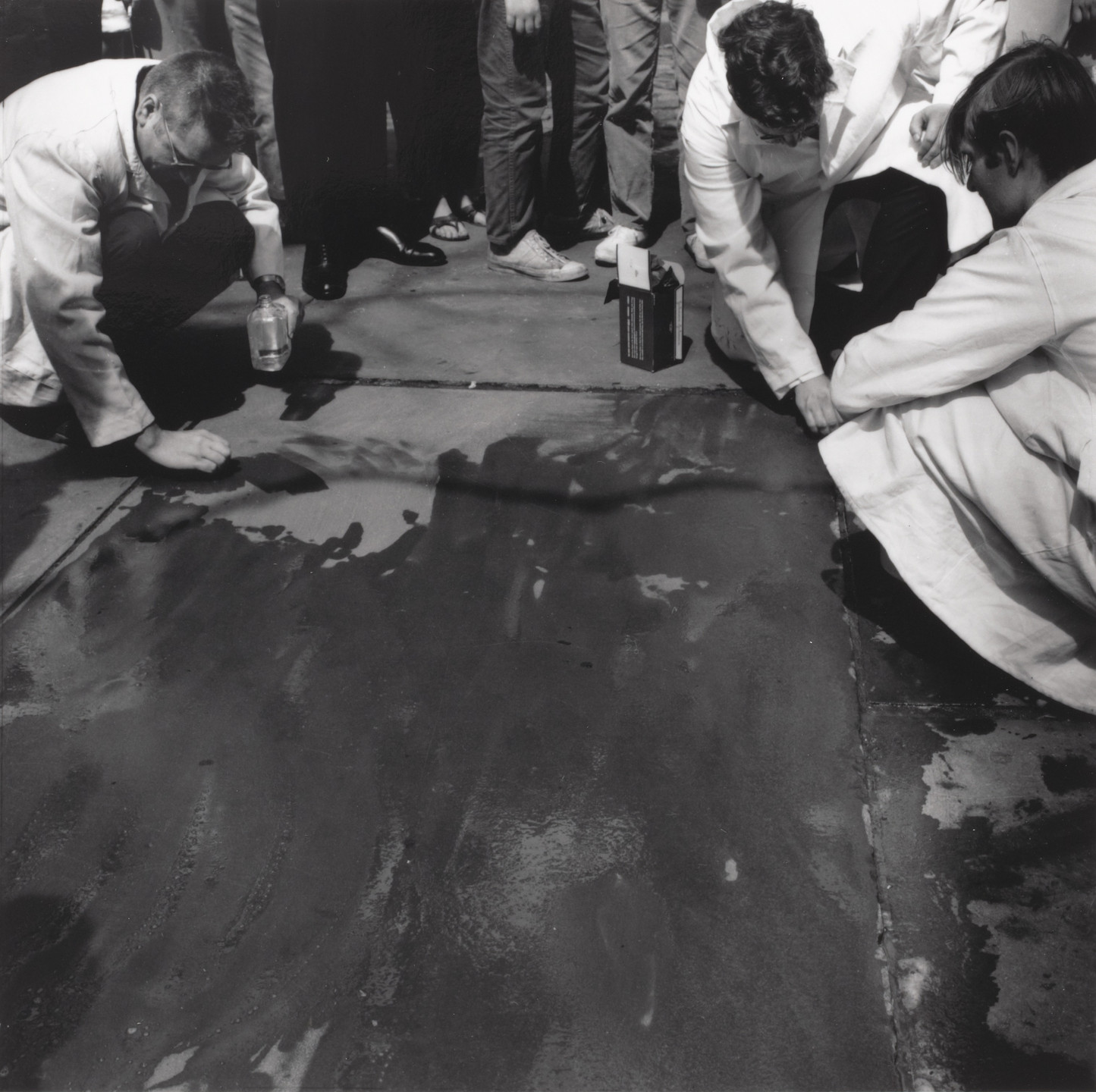 Hi Red Center, Genpei Akasegawa, Natsuyuki Nakanishi, Jiro Takamatsu. Street Cleaning Event (1964), performed during Fluxfest Presents Hi Red Center Street Cleaning Event, Grand Army Plaza, New York, June 11, 1966. 1966