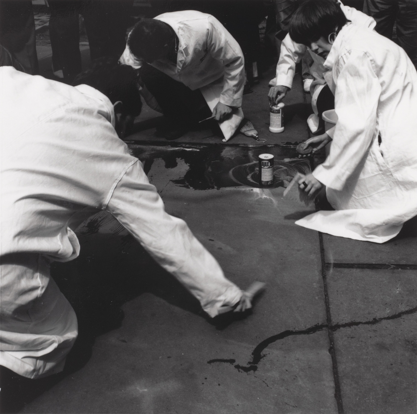 Hi Red Center, Genpei Akasegawa, Natsuyuki Nakanishi, Jiro Takamatsu. Street Cleaning Event (1964), performed during Fluxfest Presents Hi Red Center Street Cleaning Event, Grand Army Plaza, New York, June 11, 1966. 1966
