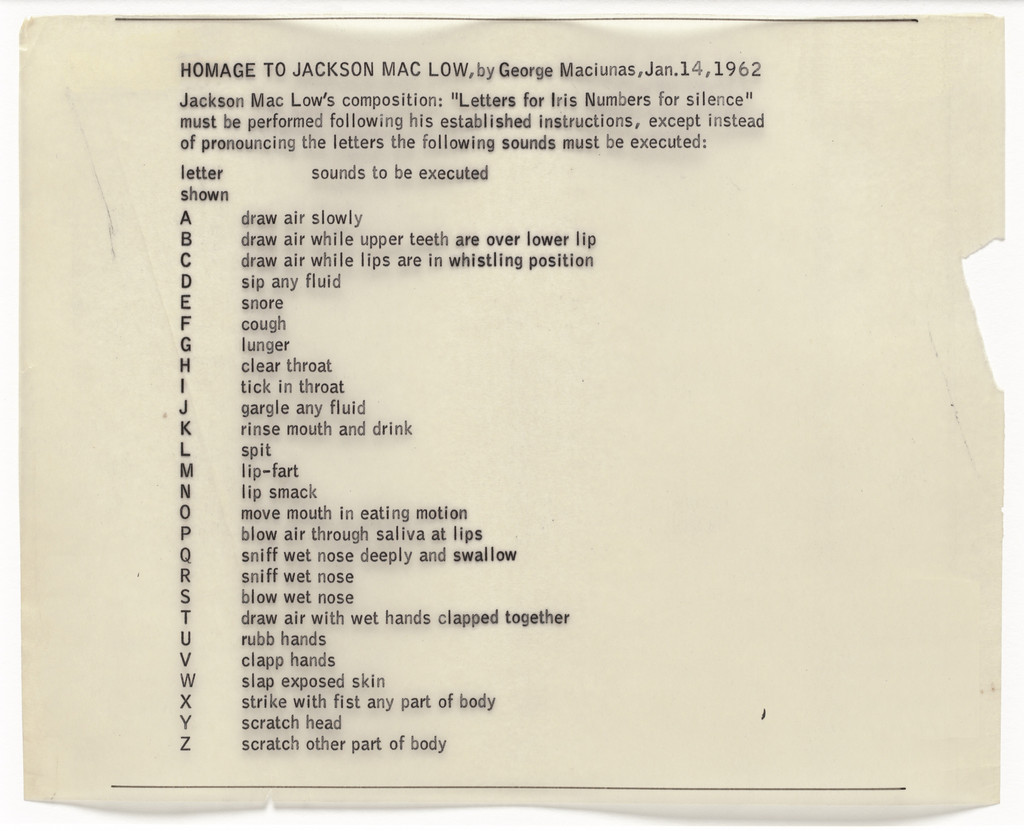 Homage to Jackson Mac Low