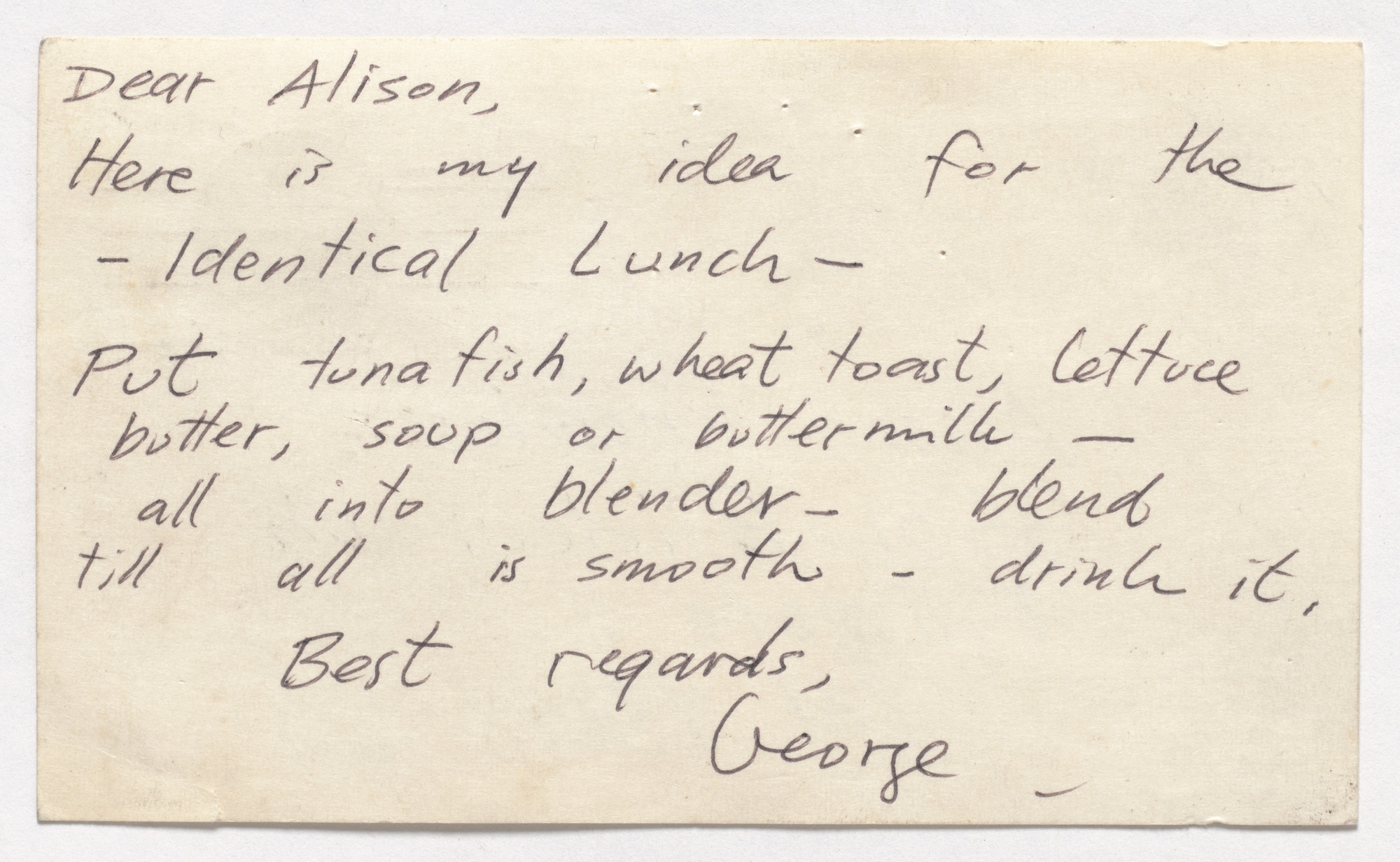 George Maciunas. Drawing for Alison Knowles' Identical Lunch