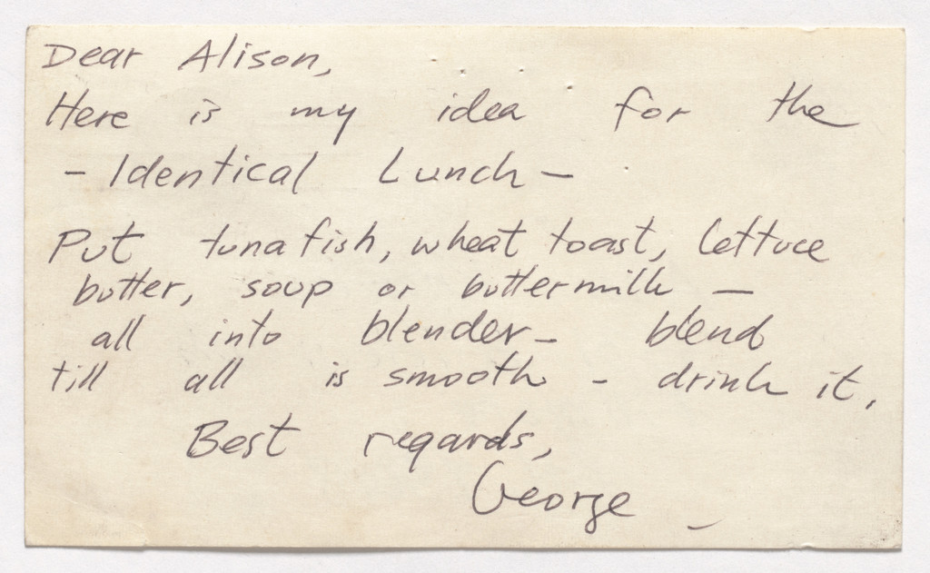 Drawing for Alison Knowles' Identical Lunch