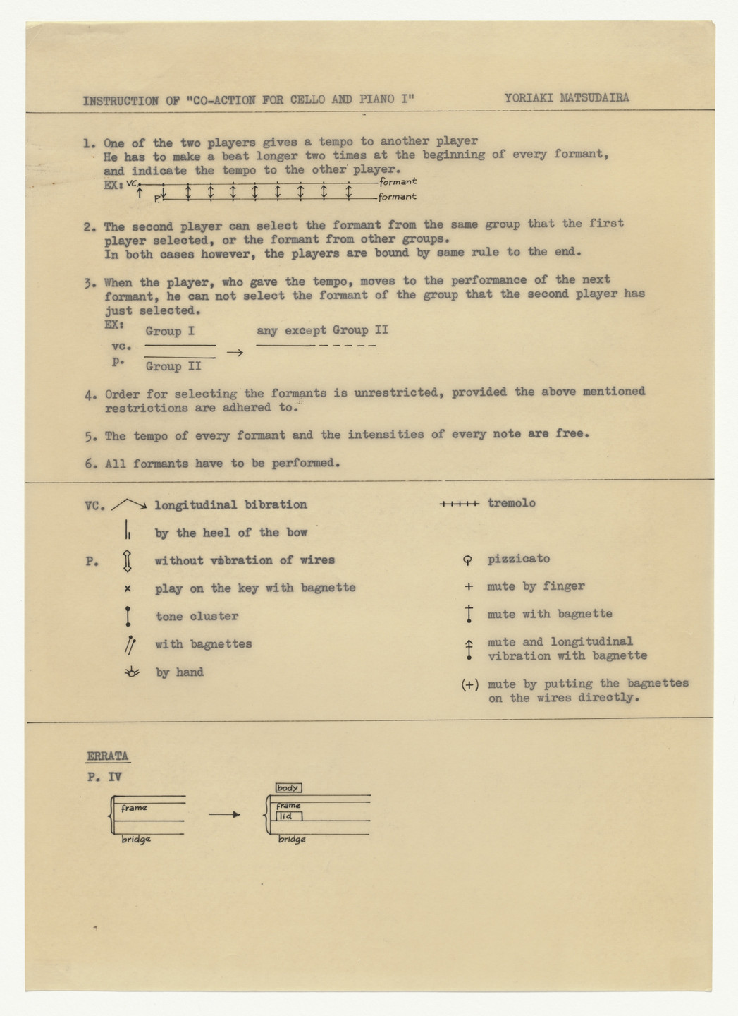 Yoriaki Matsudaira. Untitled from Co-Action for Cello and Piano I. 1963