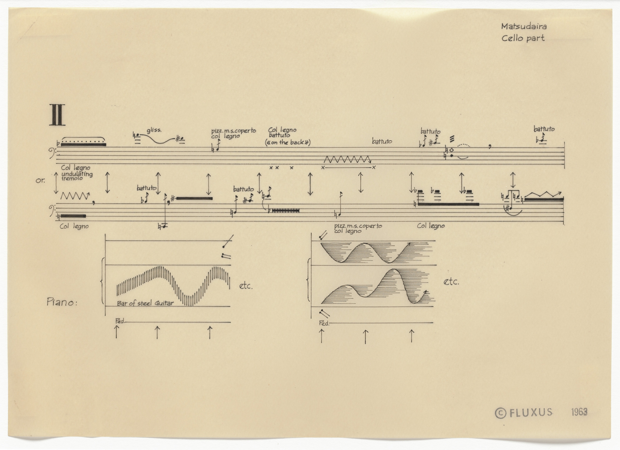 Yoriaki Matsudaira. Cello Part II from Co-Action for Cello and Piano I. 1963