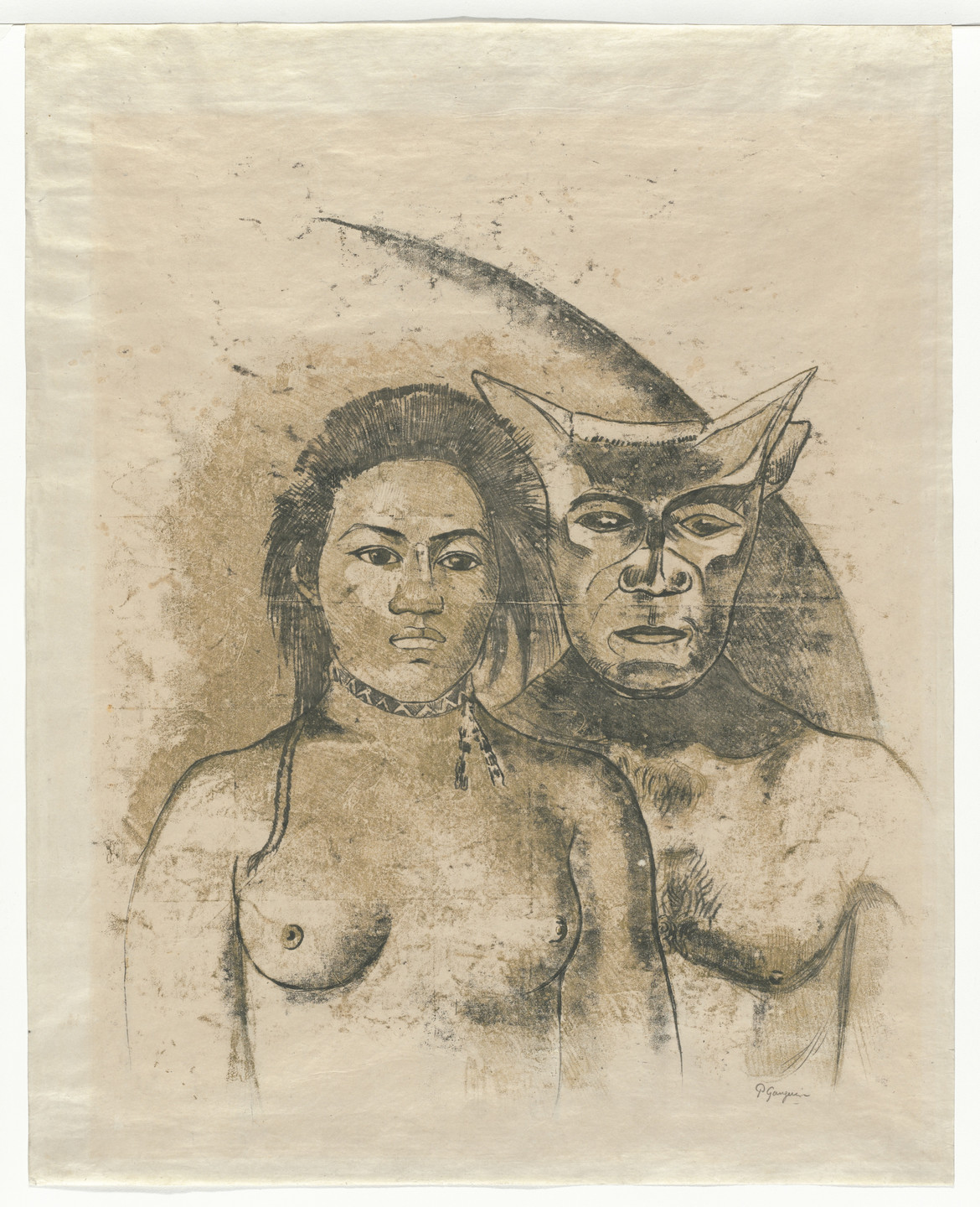 Paul Gauguin. Tahitian Woman with Evil Spirit. c. 1900