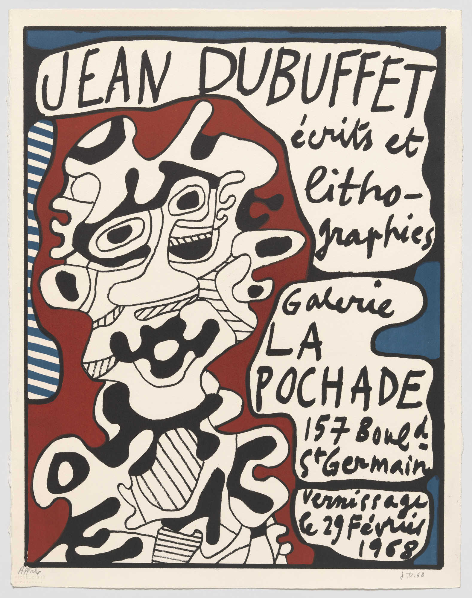 Jean Dubuffet. Poster for the exhibition Écrits et Lithographies