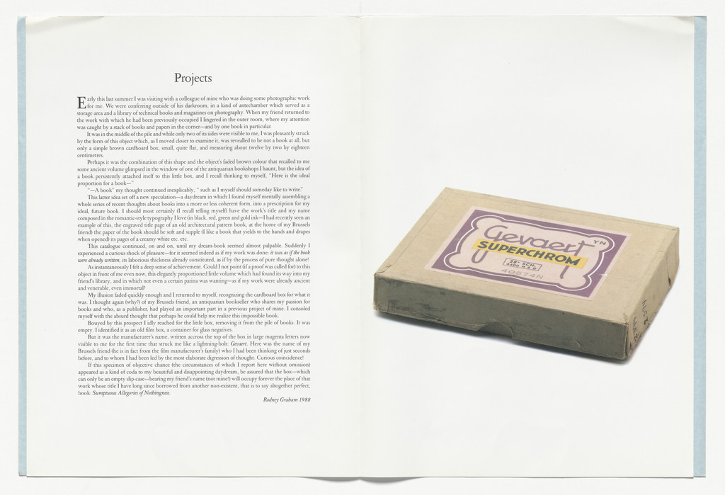 Projects ("Here is the ideal proportion for a book..."), Rodney Graham, 1988