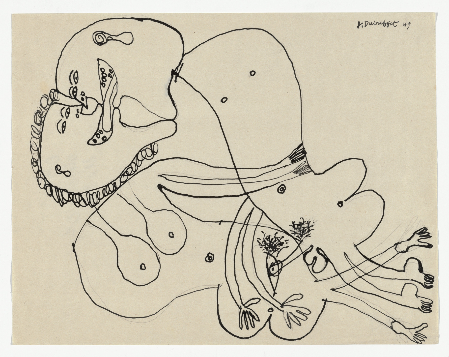 Jean Dubuffet. Erotic Drawing (Dessin érotique). 1949