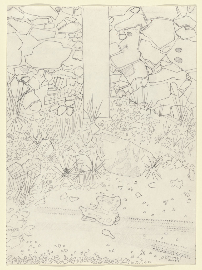 Post at the Foot of a Wall (Pied du mur au poteau), Jean Dubuffet, 1955, Pencil on paper