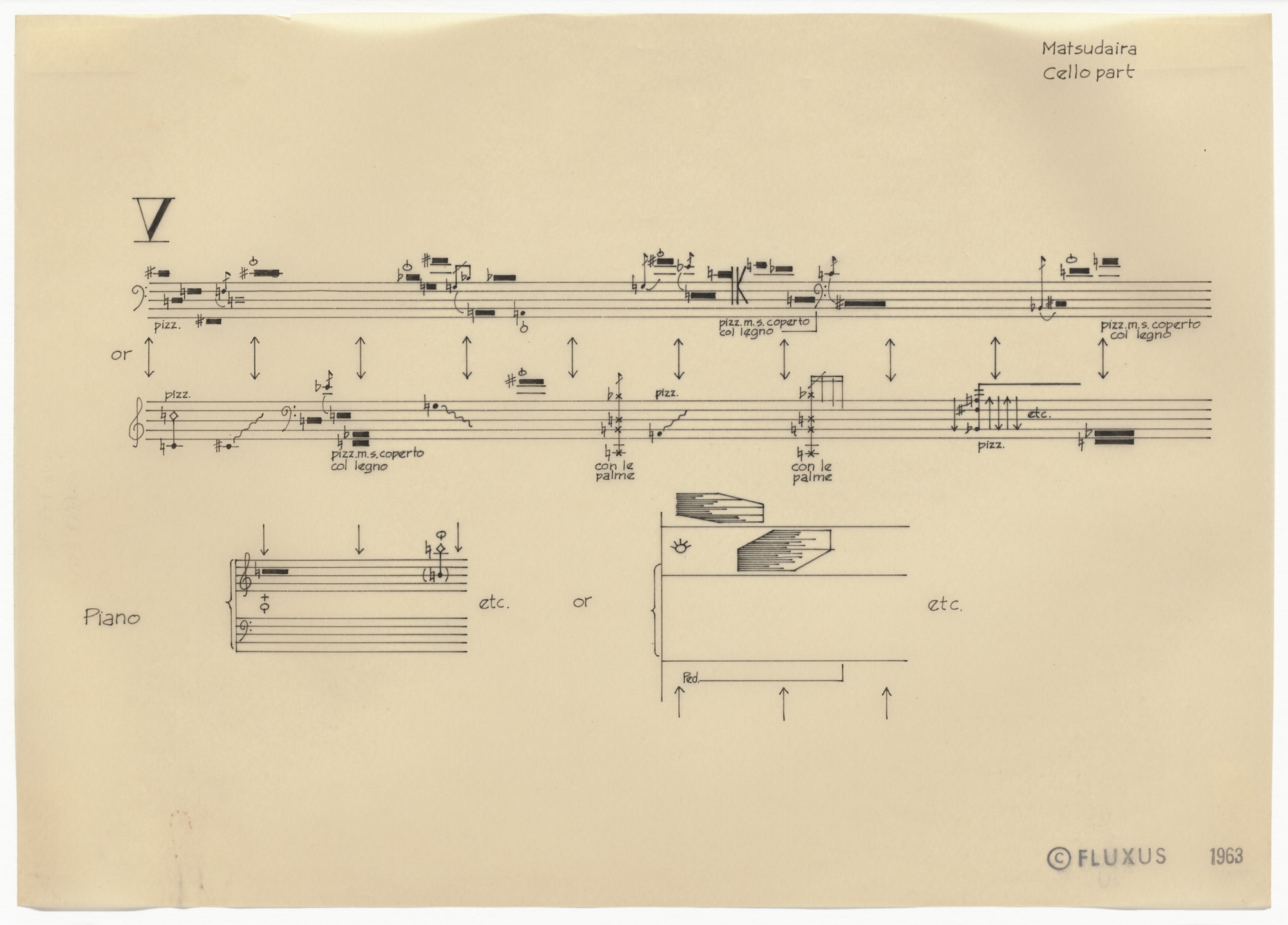 Yoriaki Matsudaira. Cello Part V from Co-Action for Cello and Piano I. 1963