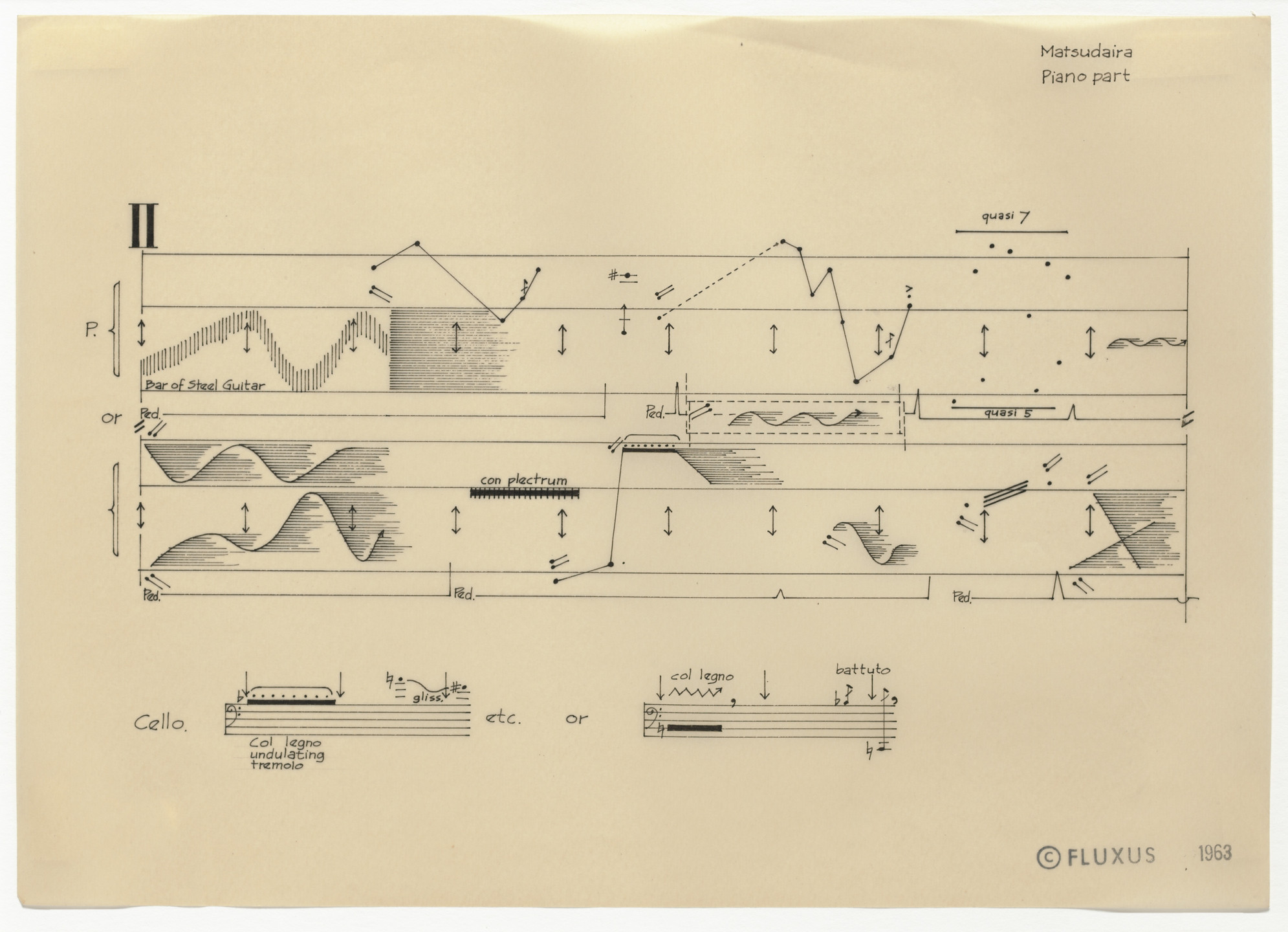 Yoriaki Matsudaira. Piano Part II from Co-Action for Cello and Piano I. 1963