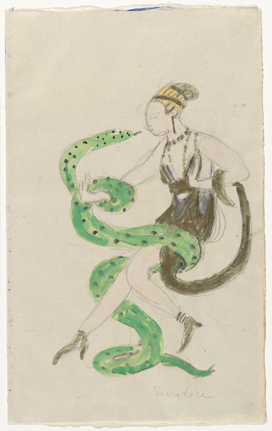 Florine Stettheimer. Costume design (Euridice and the Snake) for artist&#39;s ballet Orphée of the Quat-z-arts. c. 1912