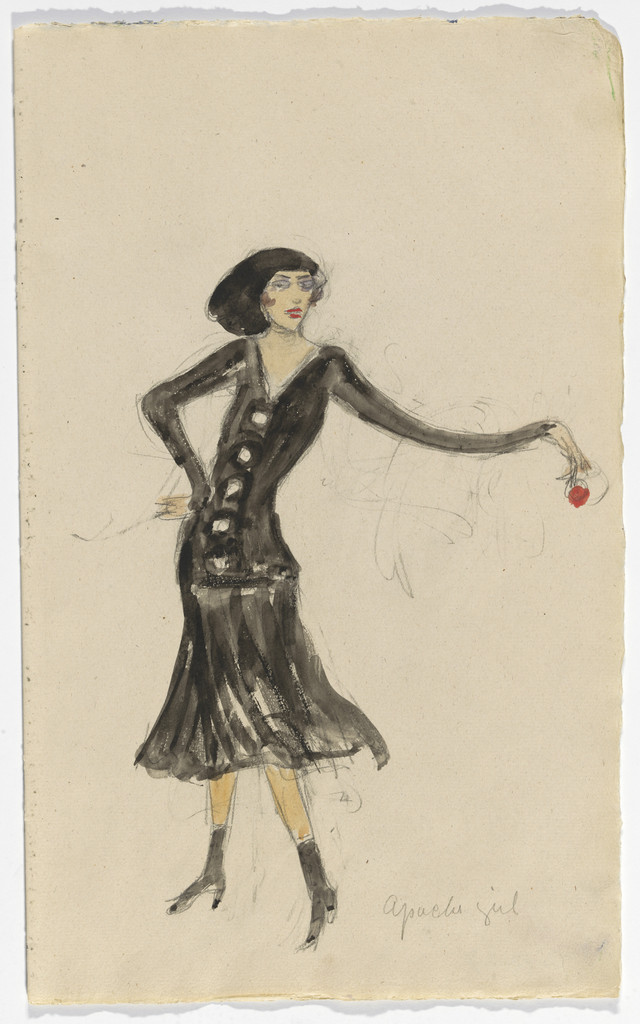 Costume design (Apache Girl) for artist's ballet Orphée of the Quat-z-arts