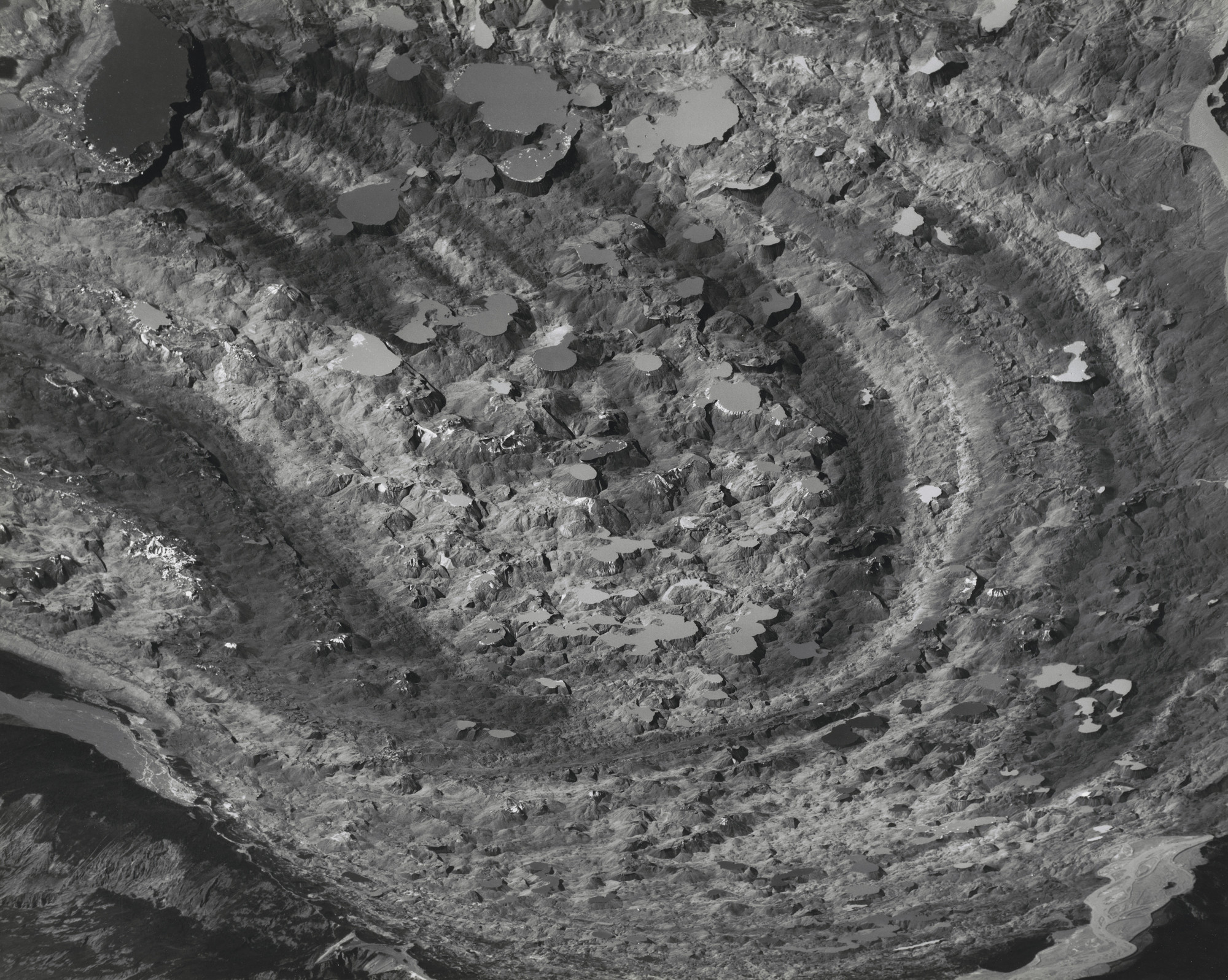Bradford Washburn. Pitted Dead Surface of the Snout of Chitina Glacier on the Alaska-Canada Frontier