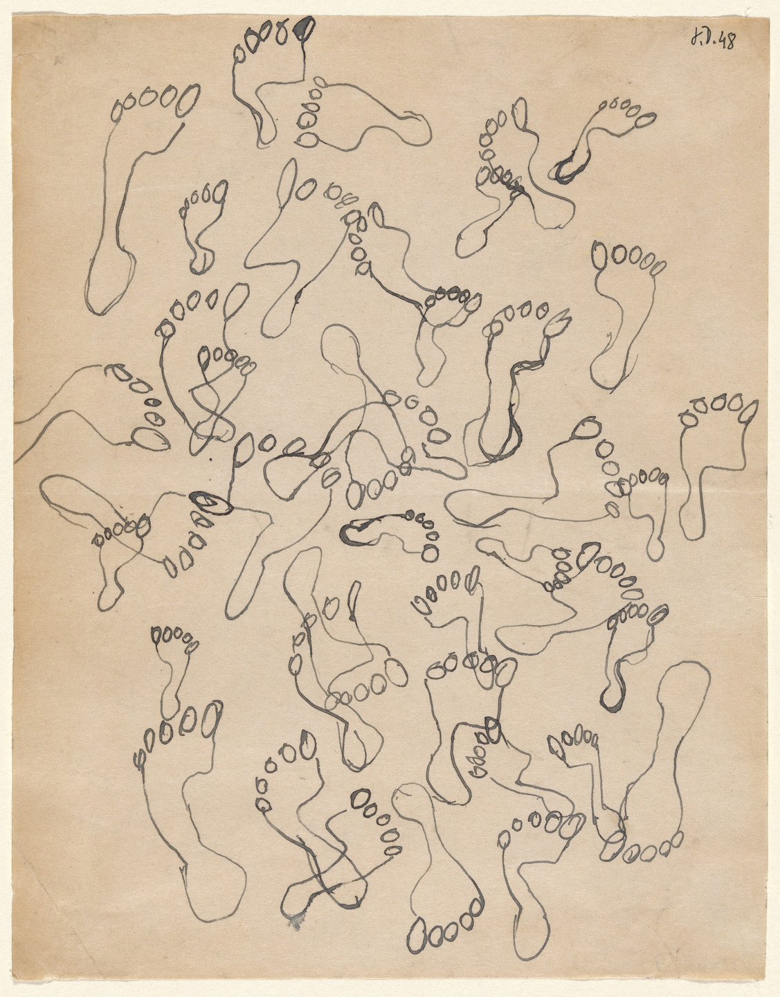 Jean Dubuffet. Footprints in the Sand, page from the sketchbook El Golea, II. 1948