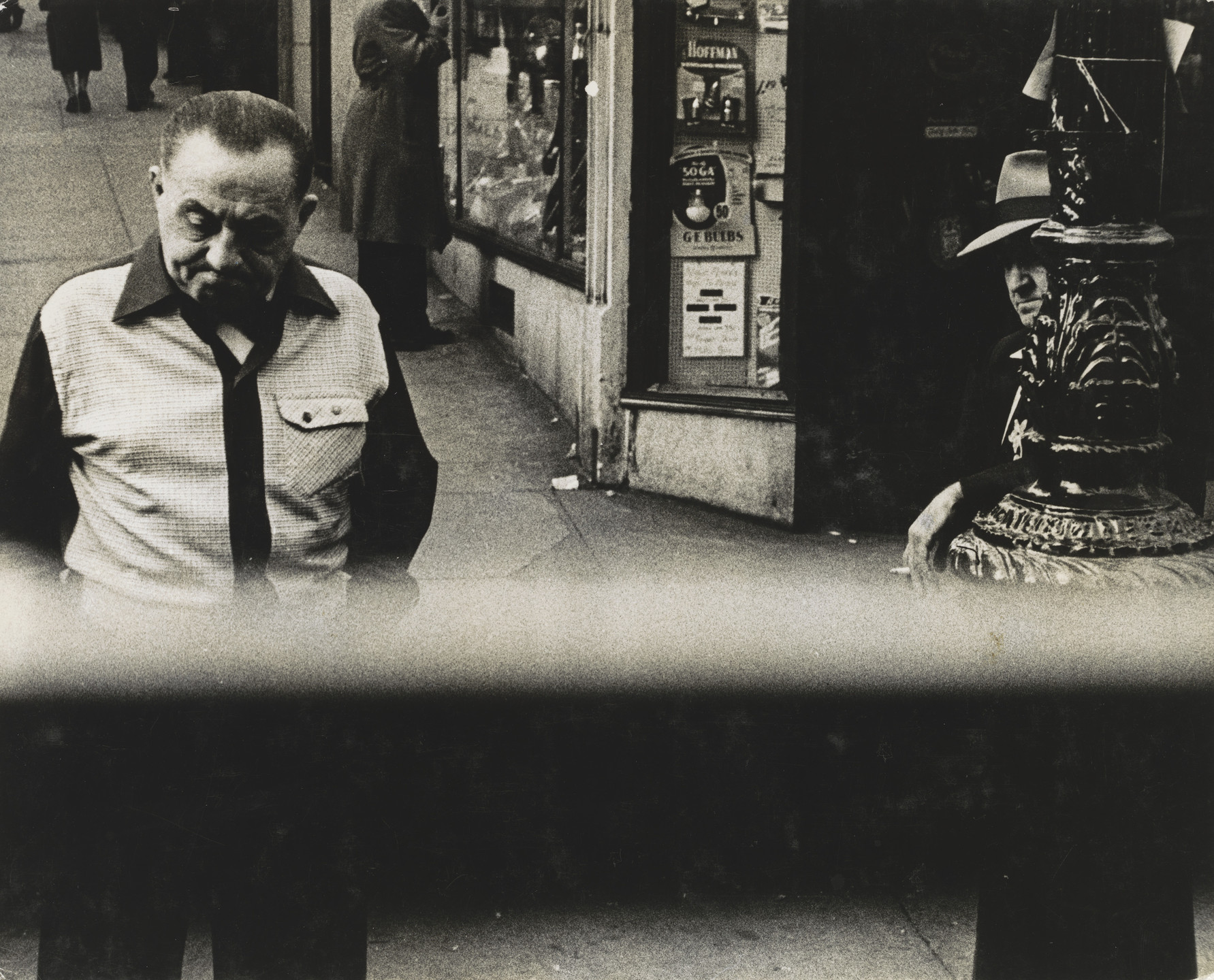 William Klein. Man Contemplating Man Contemplating Railing. 1955
