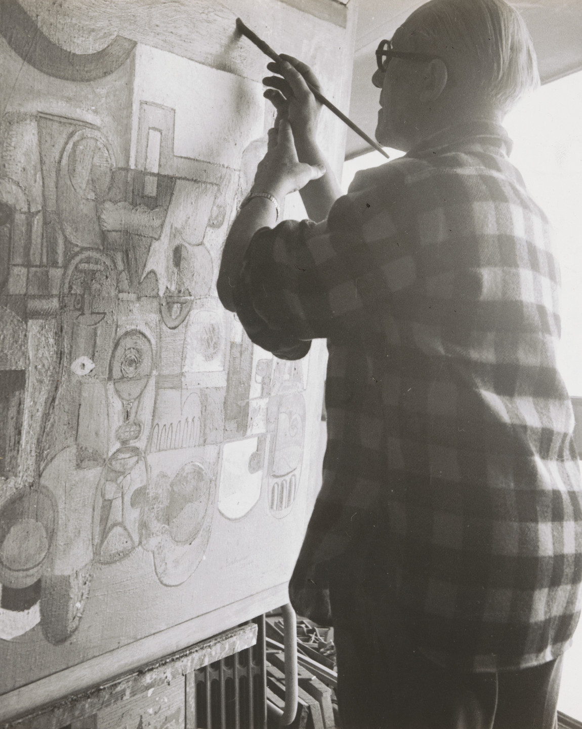 Lucien Hervé. Le Corbusier in his studio, rue Nungesser et Coli, Paris. 1949