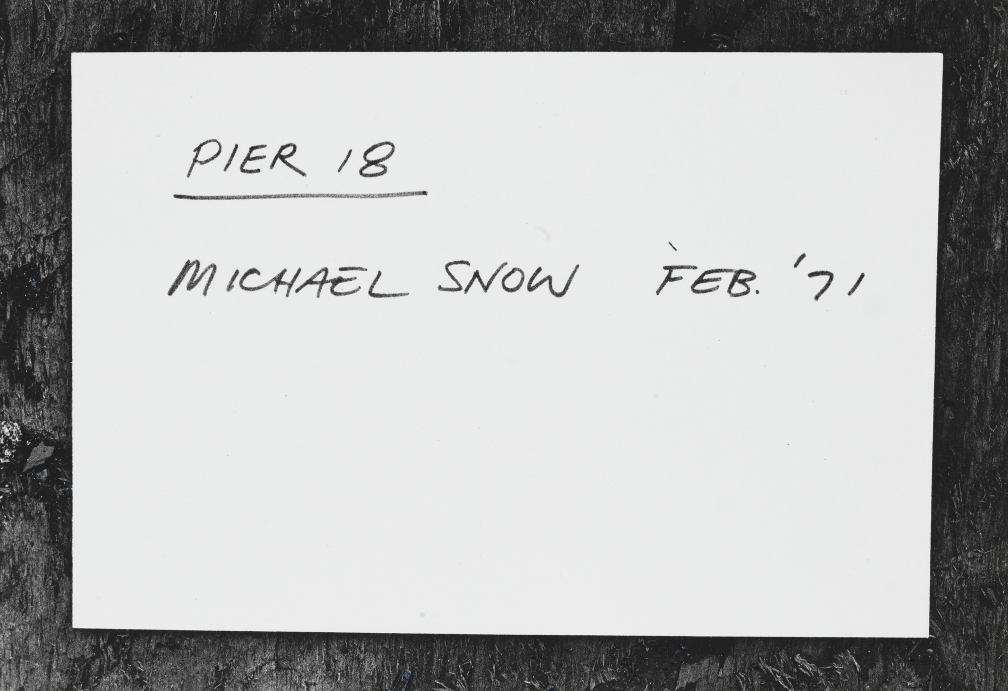 Michael Snow, Harry Shunk, János Kender. Untitled. 1971