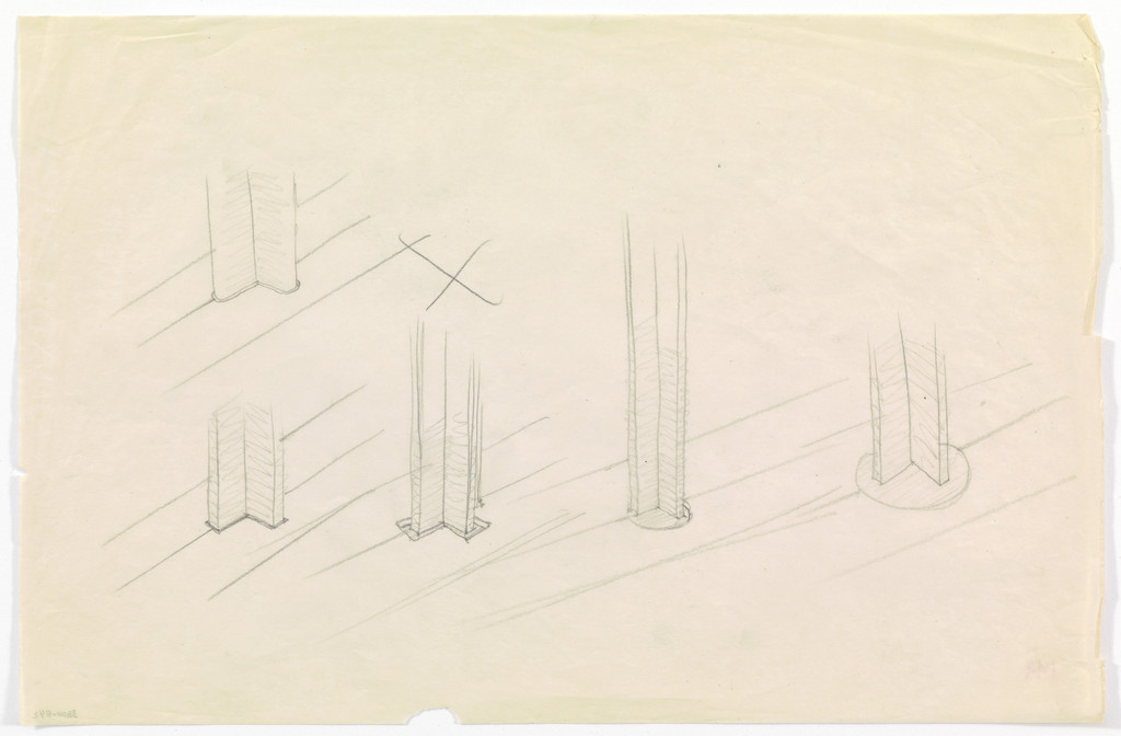 Resor House Project, Jackson Hole, Wyoming (Perspective sketches, column)