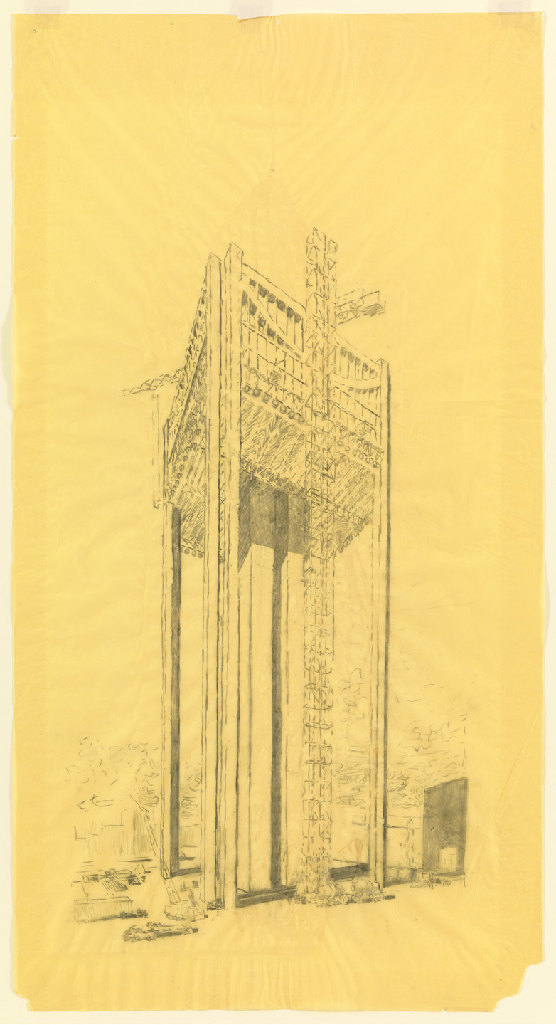 Louis I. Kahn. Kansas City Office Building, project, Kansas City, Missouri, Perspective. 1972