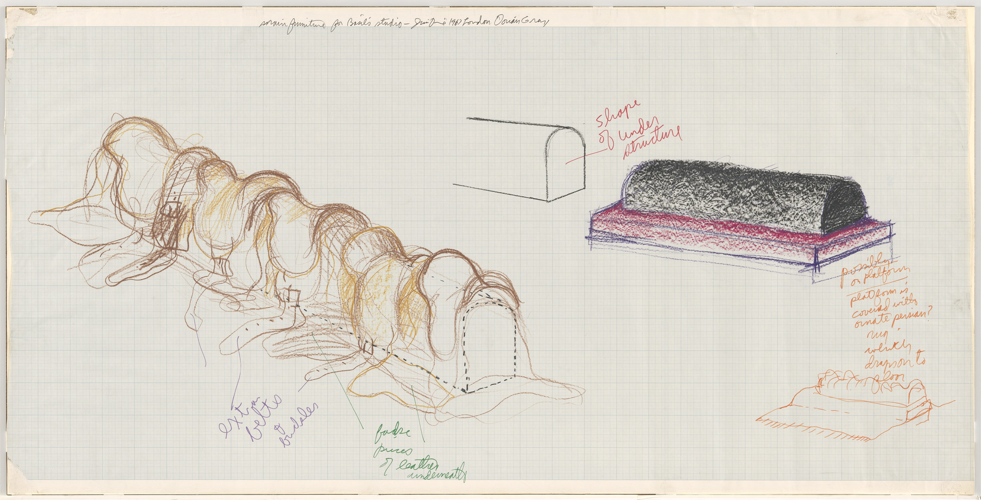Jim Dine. Structural Designs for Basil's Furniture, set design for The Picture of Dorian Gray