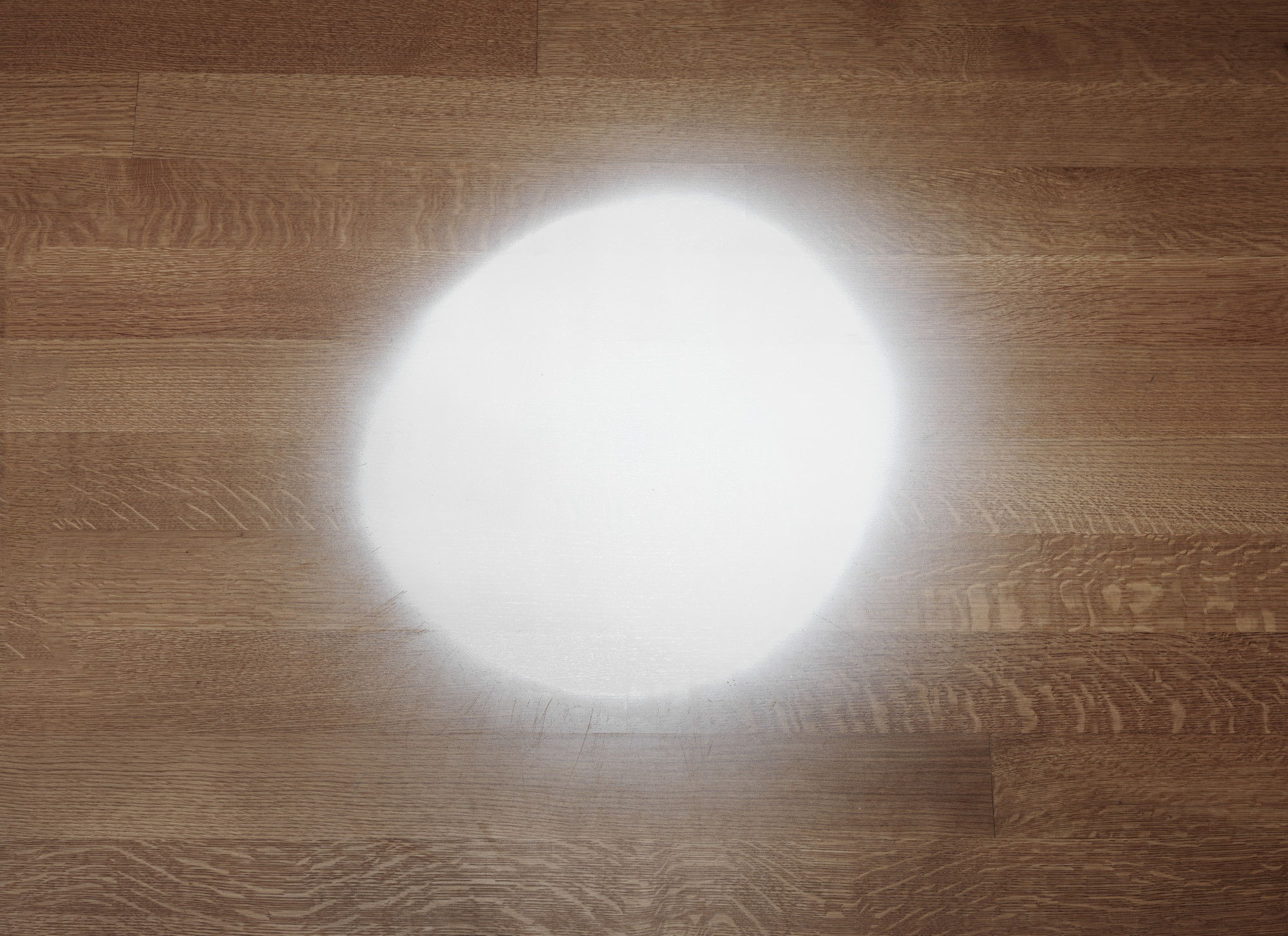 Lawrence Weiner. GLOSS WHITE LACQUER, SPRAYED FOR 2 MINUTES AT 40LB PRESSURE DIRECTLY. 1968