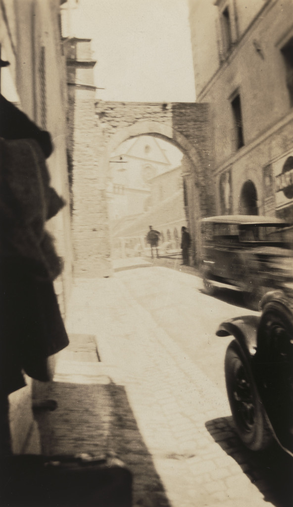 Street in Assisi, showing monastery in distance