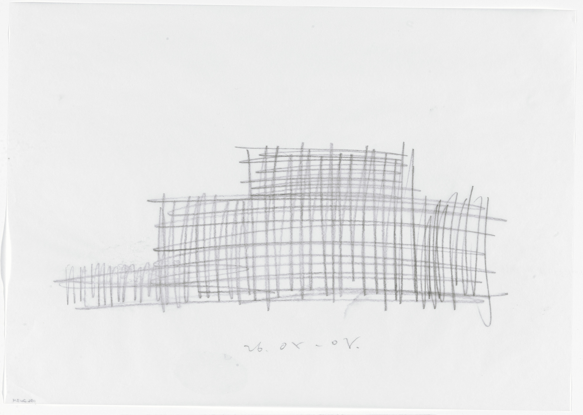 Kengo Kuma. GC Prostho Museum Research Center, Kasugai, Aichi, Japan (Elevation sketch). 2010