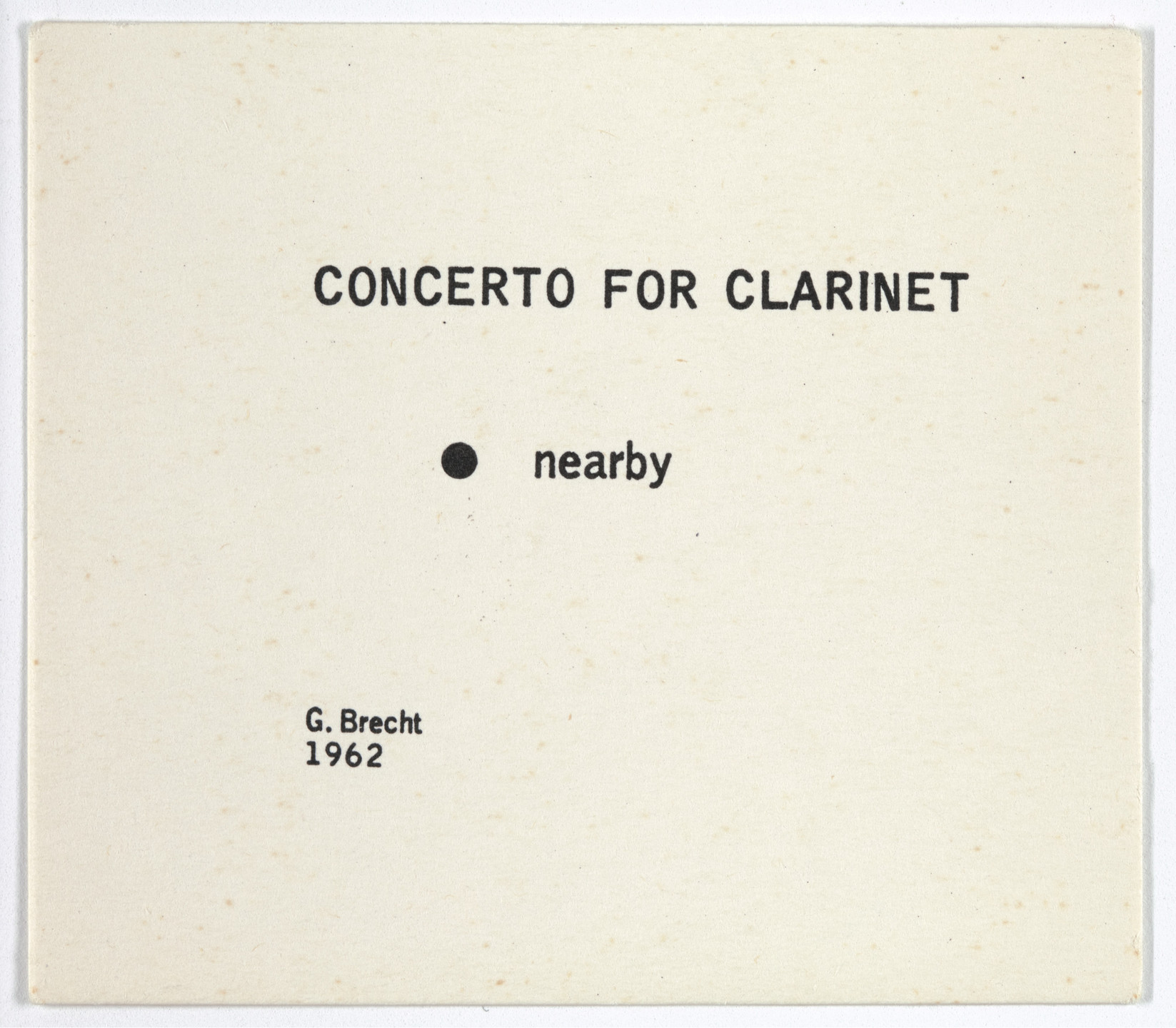 George Brecht. Concerto for Clarinet from Water Yam. 1962