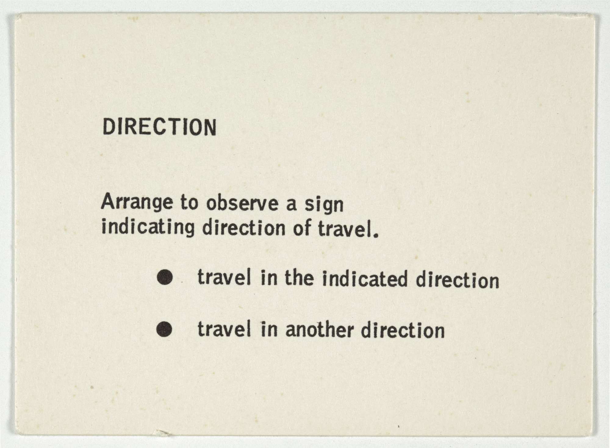 George Brecht. Direction from Water Yam