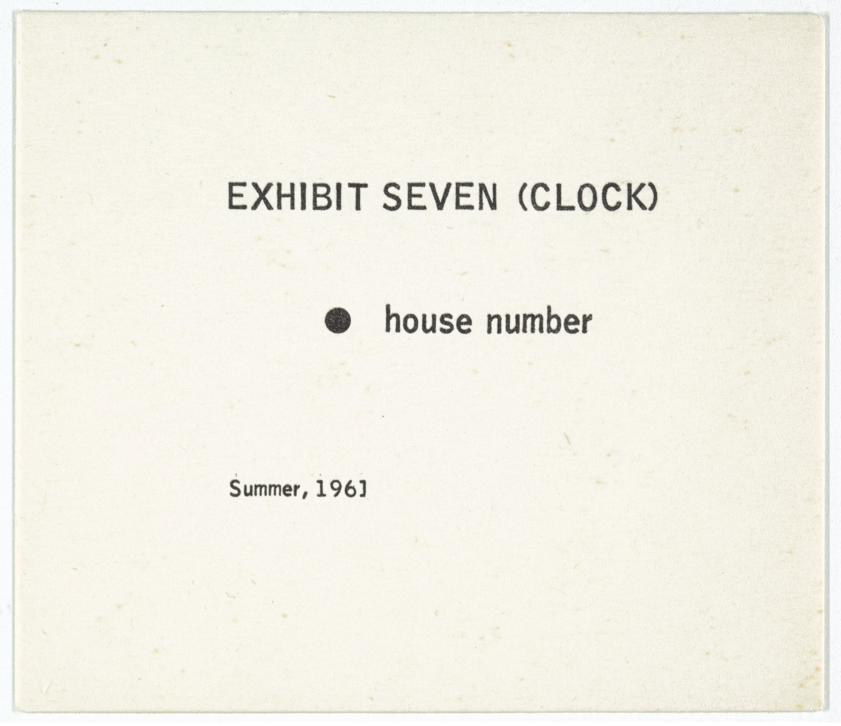 George Brecht. Exhibit Seven (Clock) from Water Yam. 1961