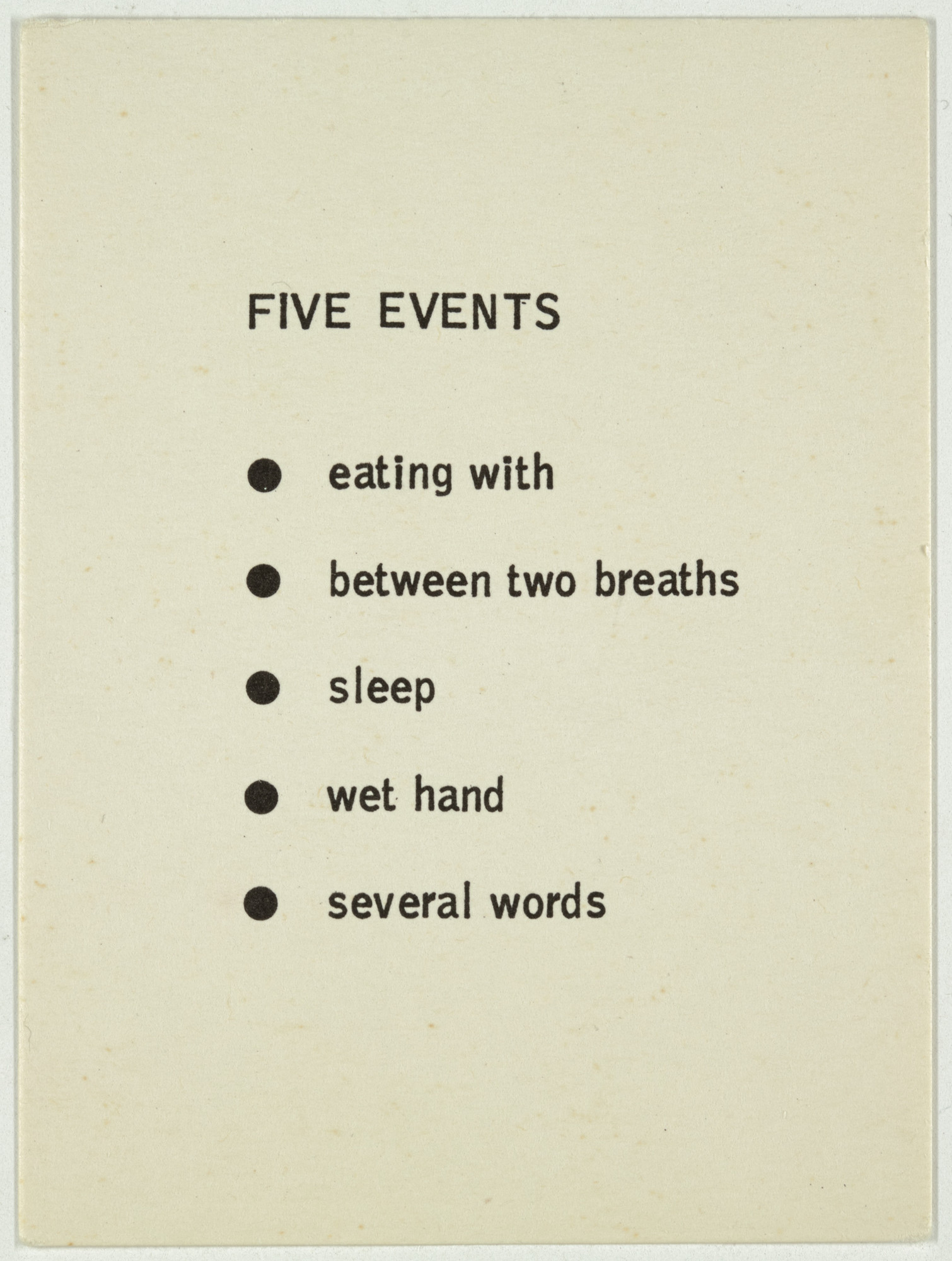 George Brecht. Five Events from Water Yam