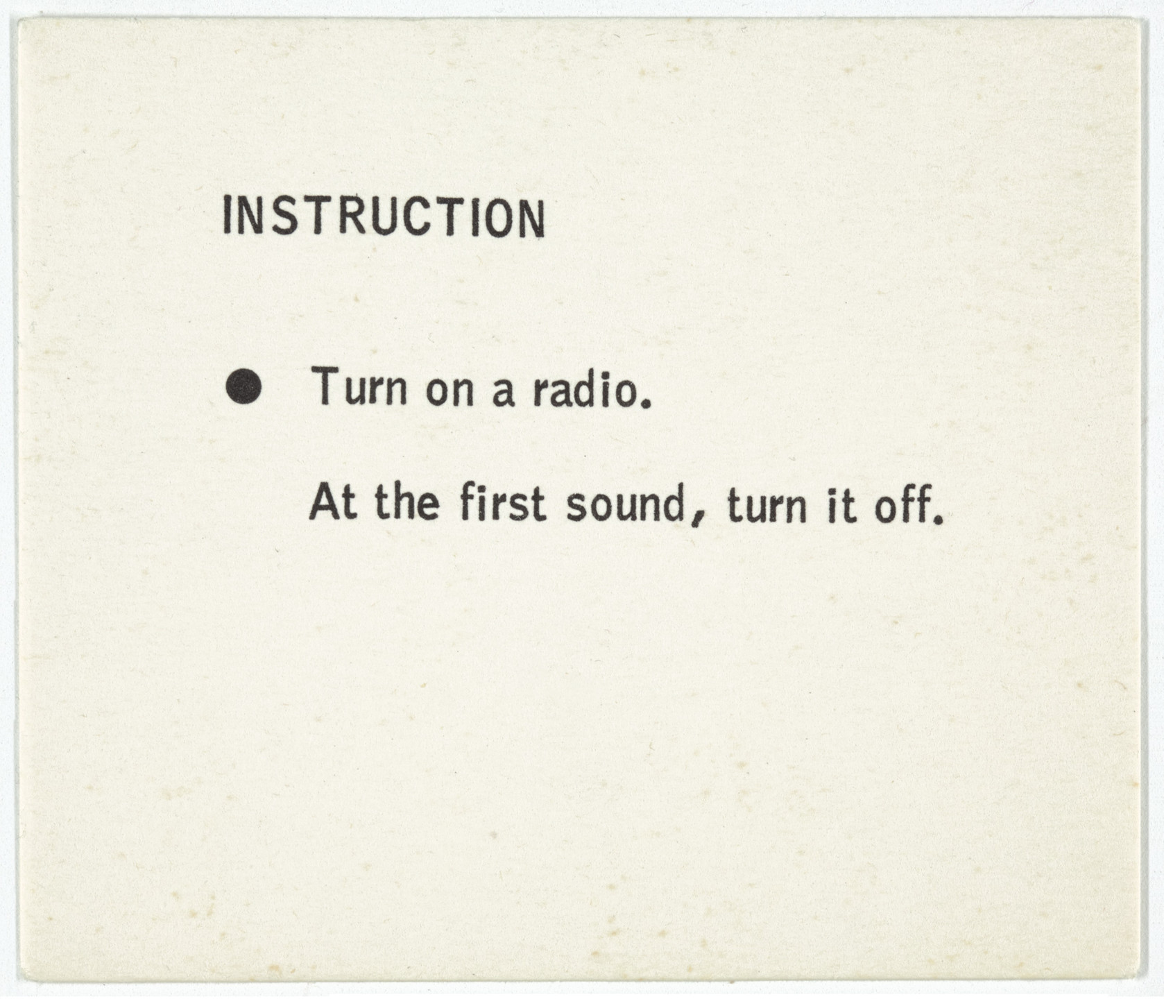 George Brecht. Instruction from Water Yam. 1963