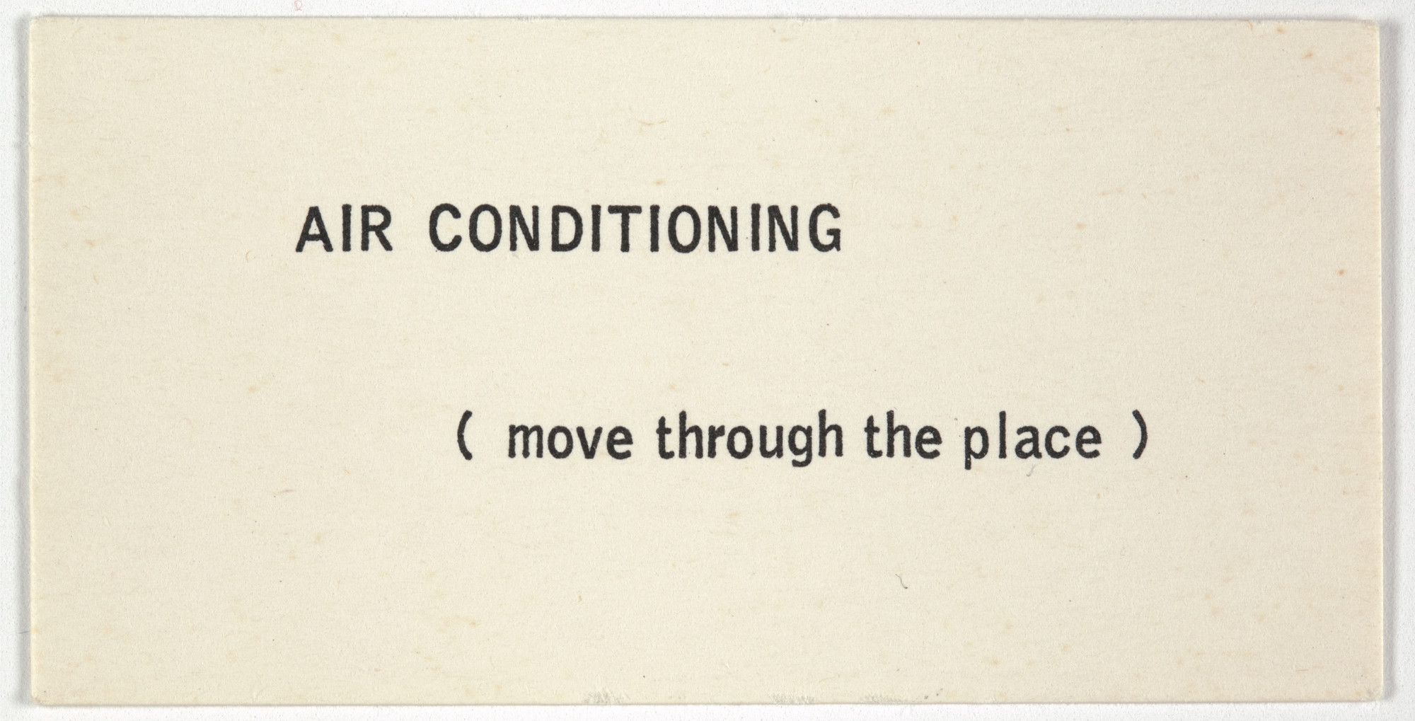 George Brecht. Air Conditioning from Water Yam. 1963