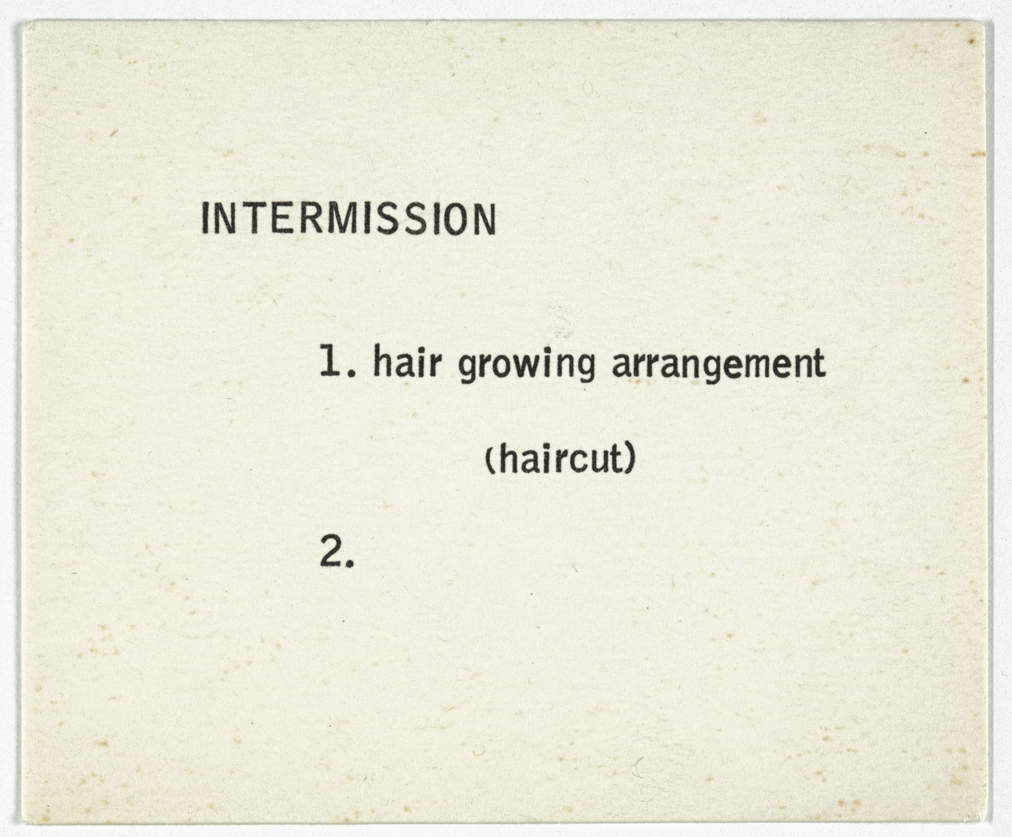 George Brecht. Intermission from Water Yam