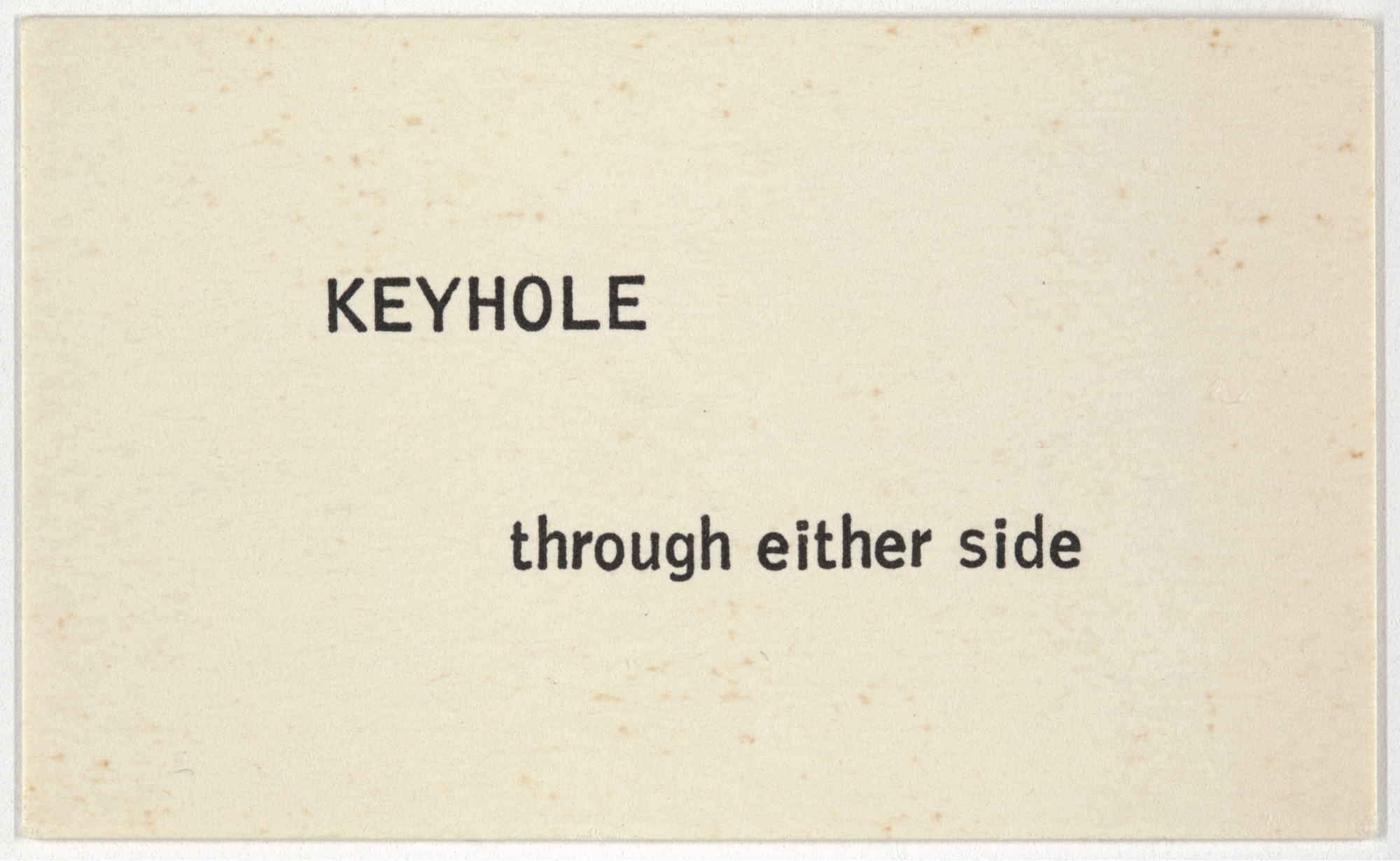 George Brecht. Keyhole from Water Yam