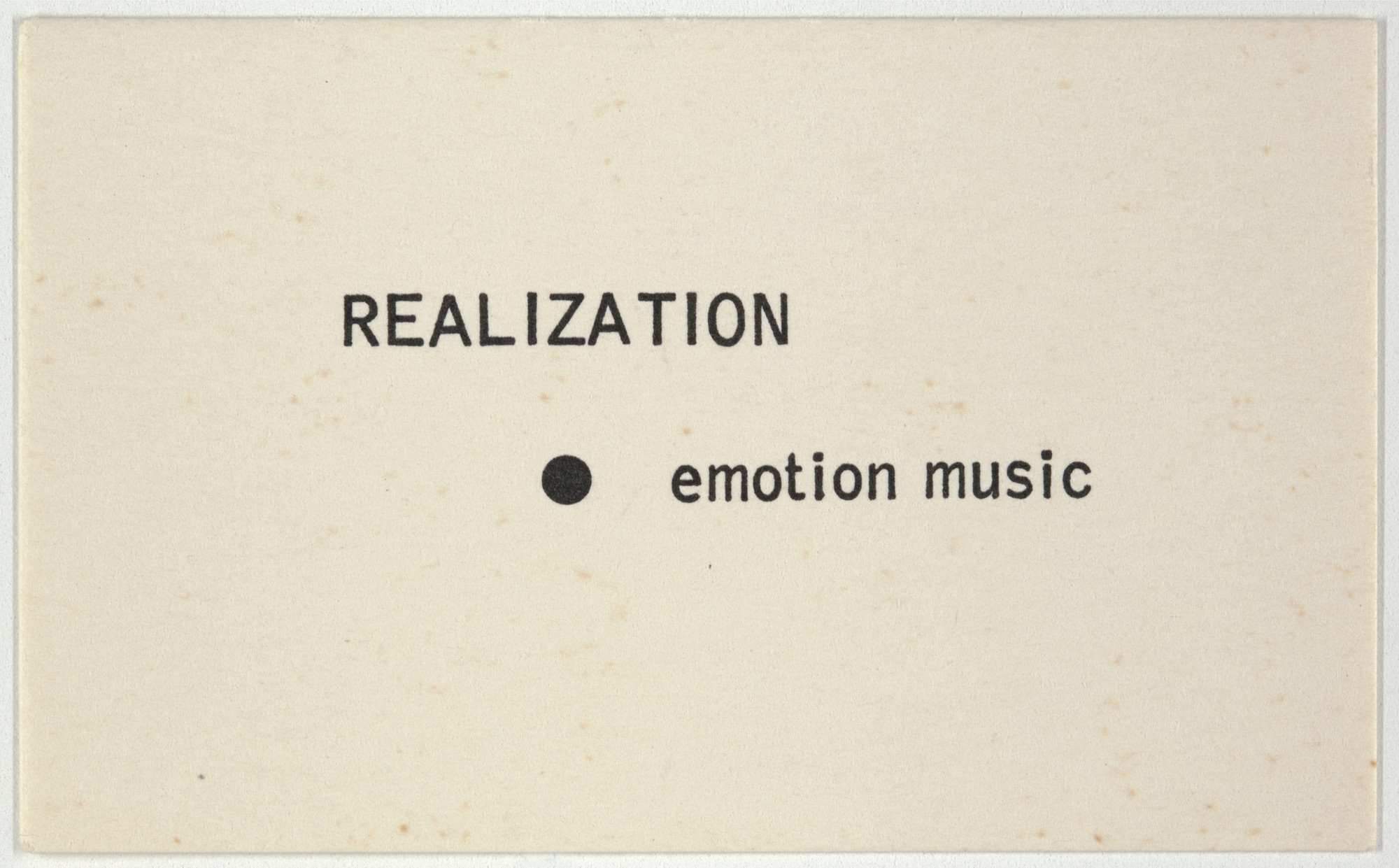 George Brecht. Realization from Water Yam
