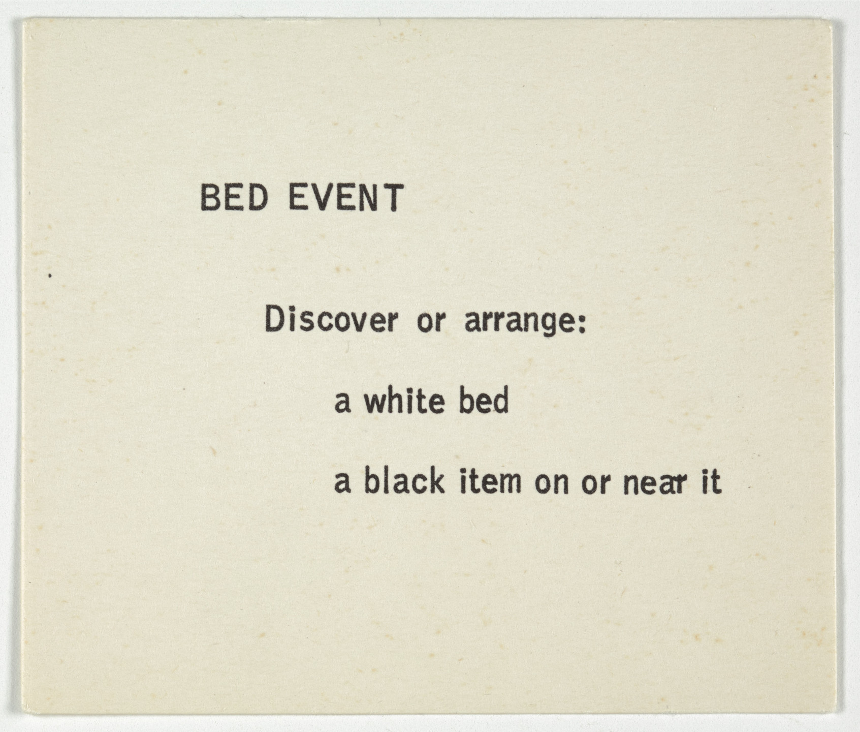 George Brecht. Bed Event from Water Yam. 1963