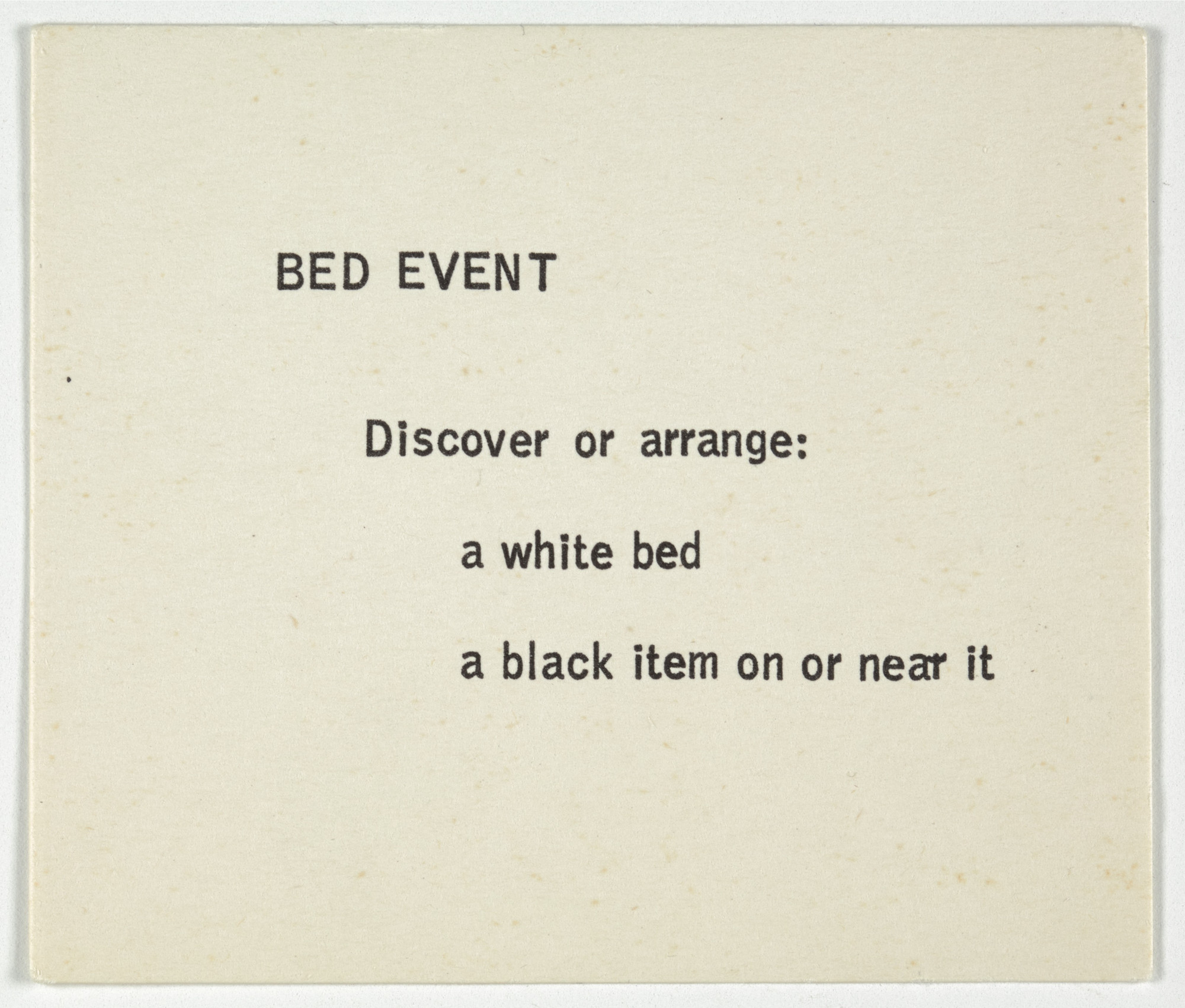 George Brecht. Bed Event from Water Yam