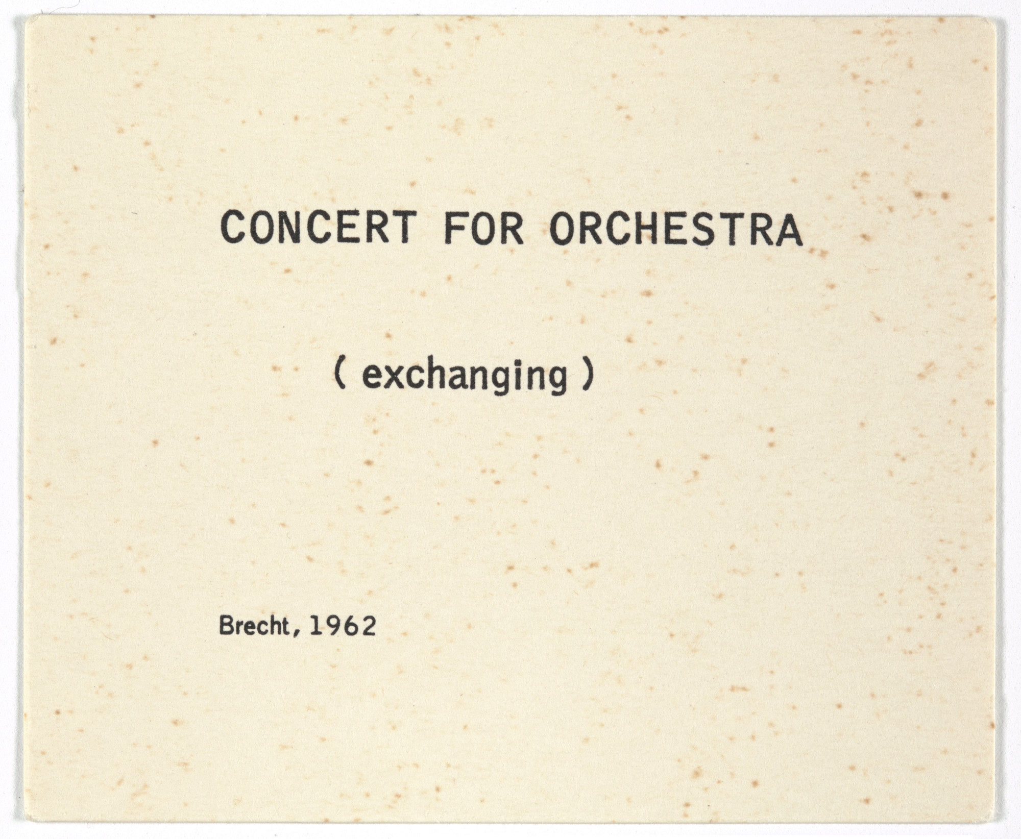 George Brecht. Concert for Orchestra from Water Yam