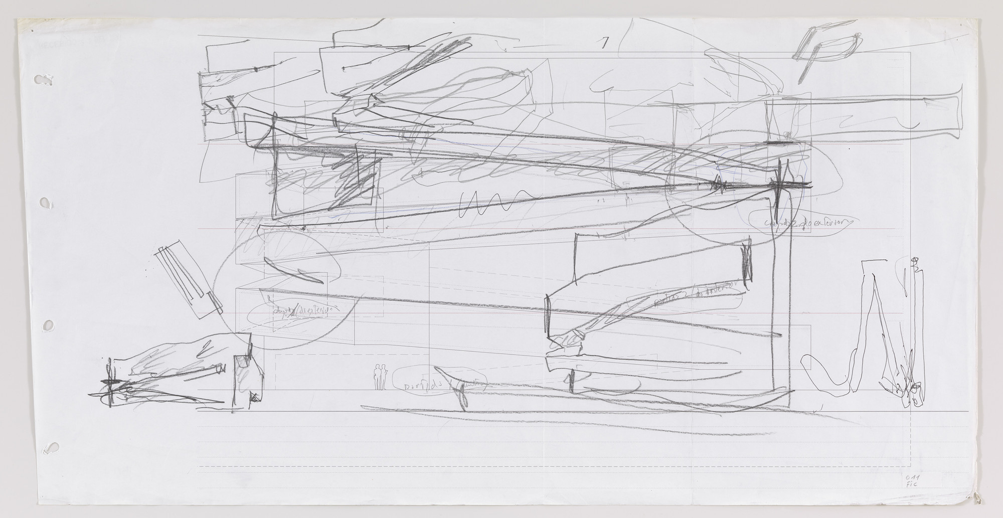 Álvaro Siza. Iberê Camargo Museum, Porto Alegre, Brazil (Elevation and perspective sketches). 1998-2008