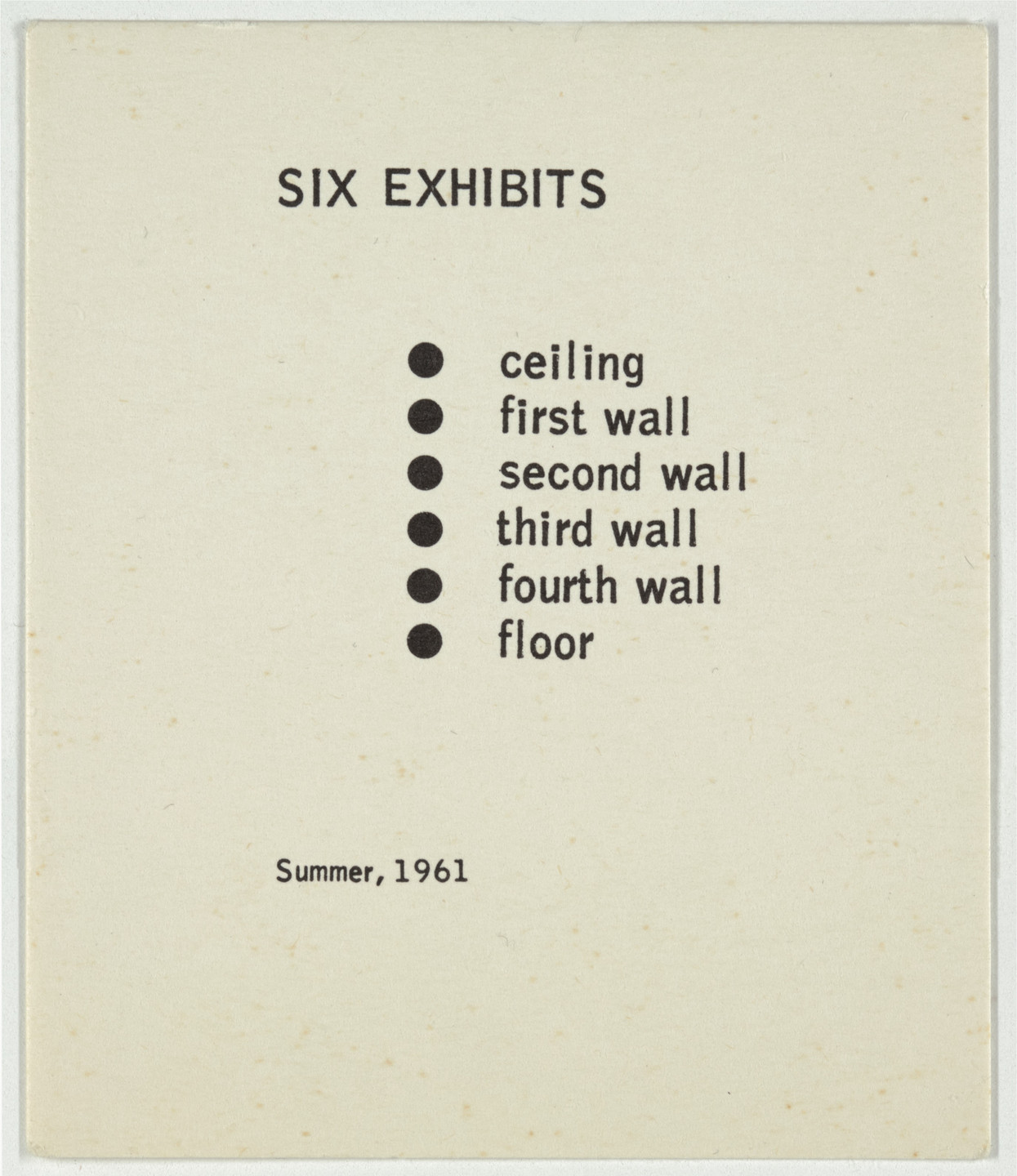George Brecht. Six Exhibits from Water Yam. 1963