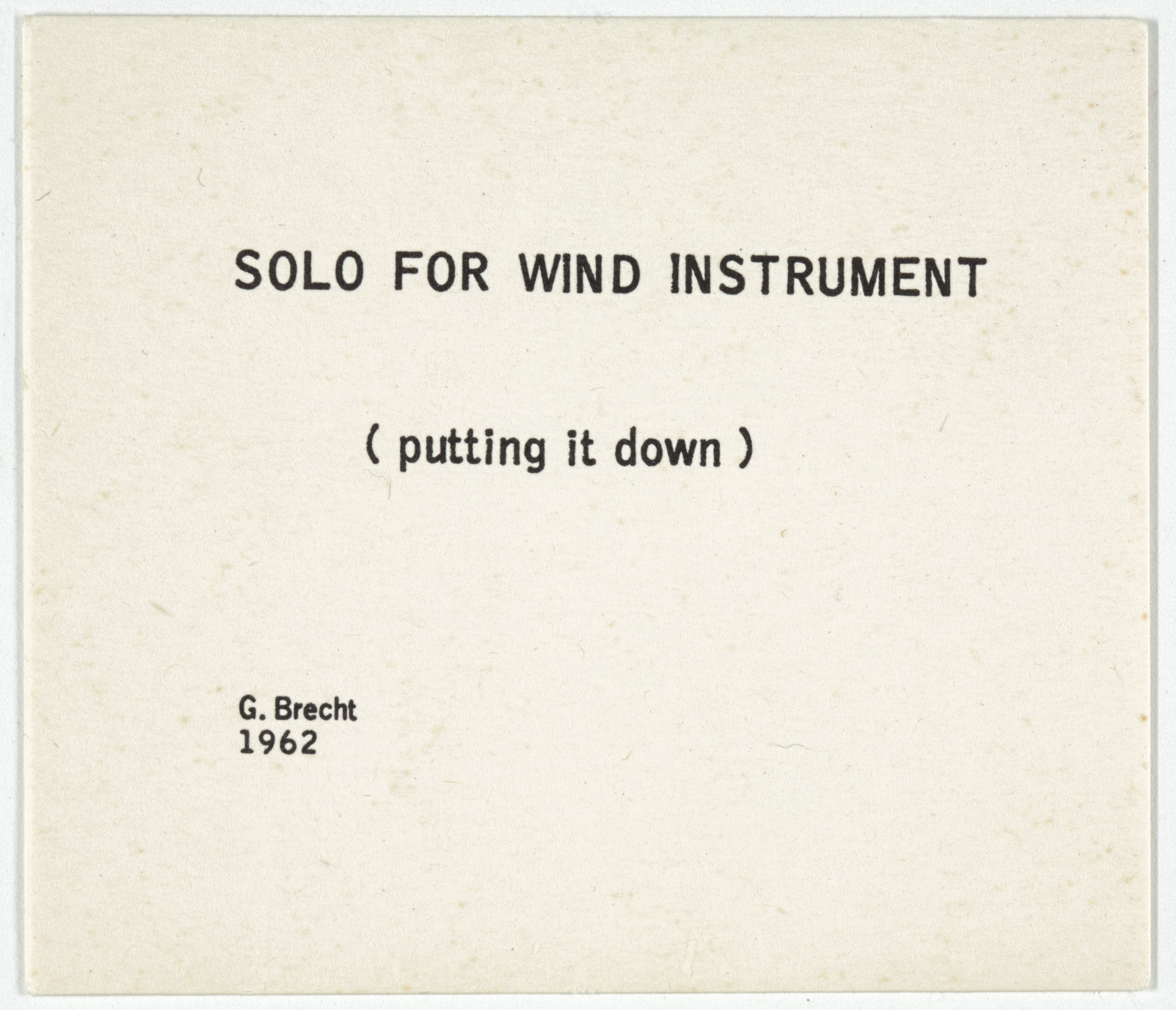 George Brecht. Solo for Wind Instrument from Water Yam
