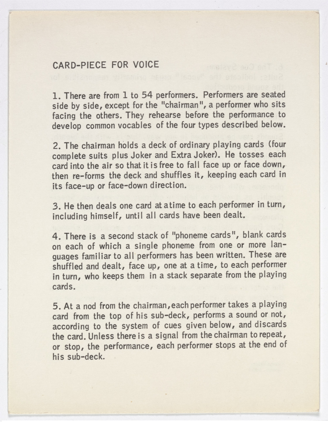 George Brecht. Card-Piece for Voice from Water Yam. 1959