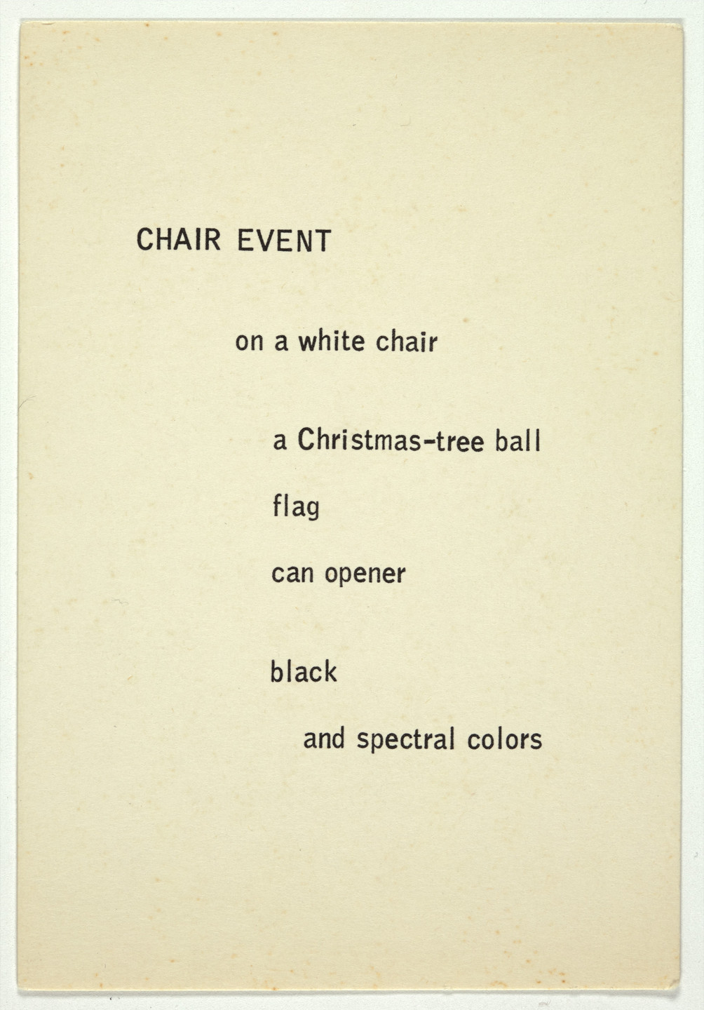 George Brecht. Chair Event from Water Yam. 1963