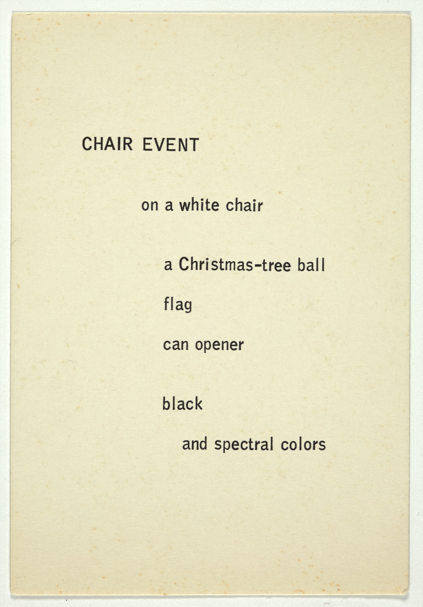 George Brecht. Chair Event from Water Yam